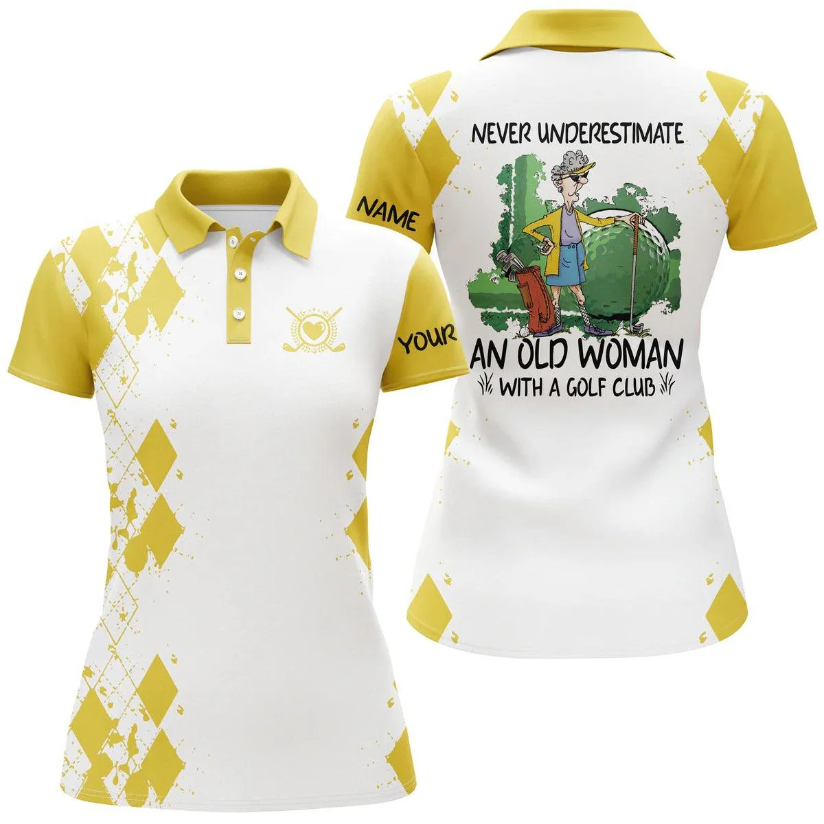 Customized Name Golf Women Polo Shirts, Personalized Name Multi-color Never Underestimate An Old Woman - Perfect Gift For Ladies, Golfers, Golf Lovers - Image 5