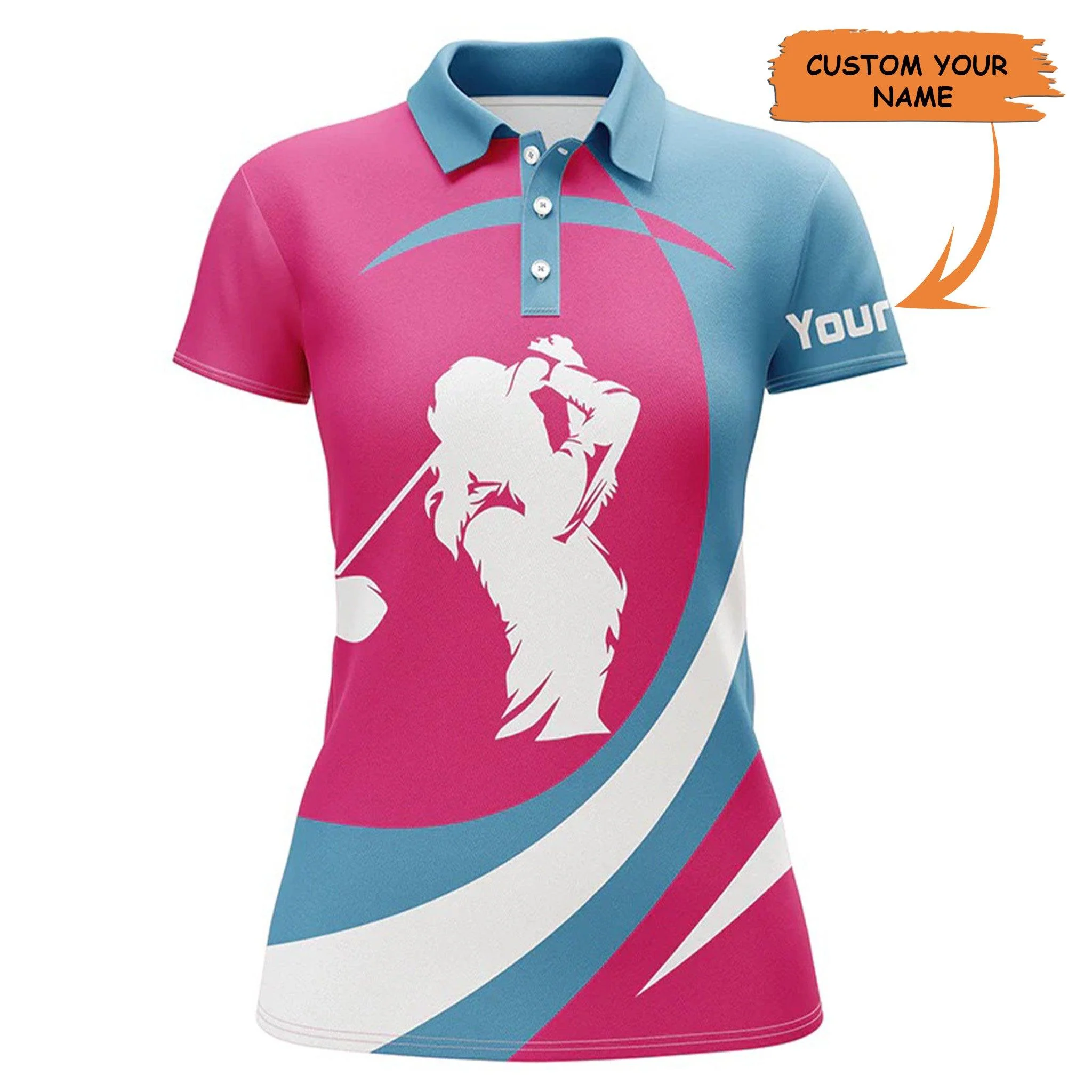 Customized Name Golf Women Polo Shirts, Pink And Blue Women Golf Polos Shirt Personalized Golfers Gift - Perfect Gift For Ladies, Golfers, Golf Lovers