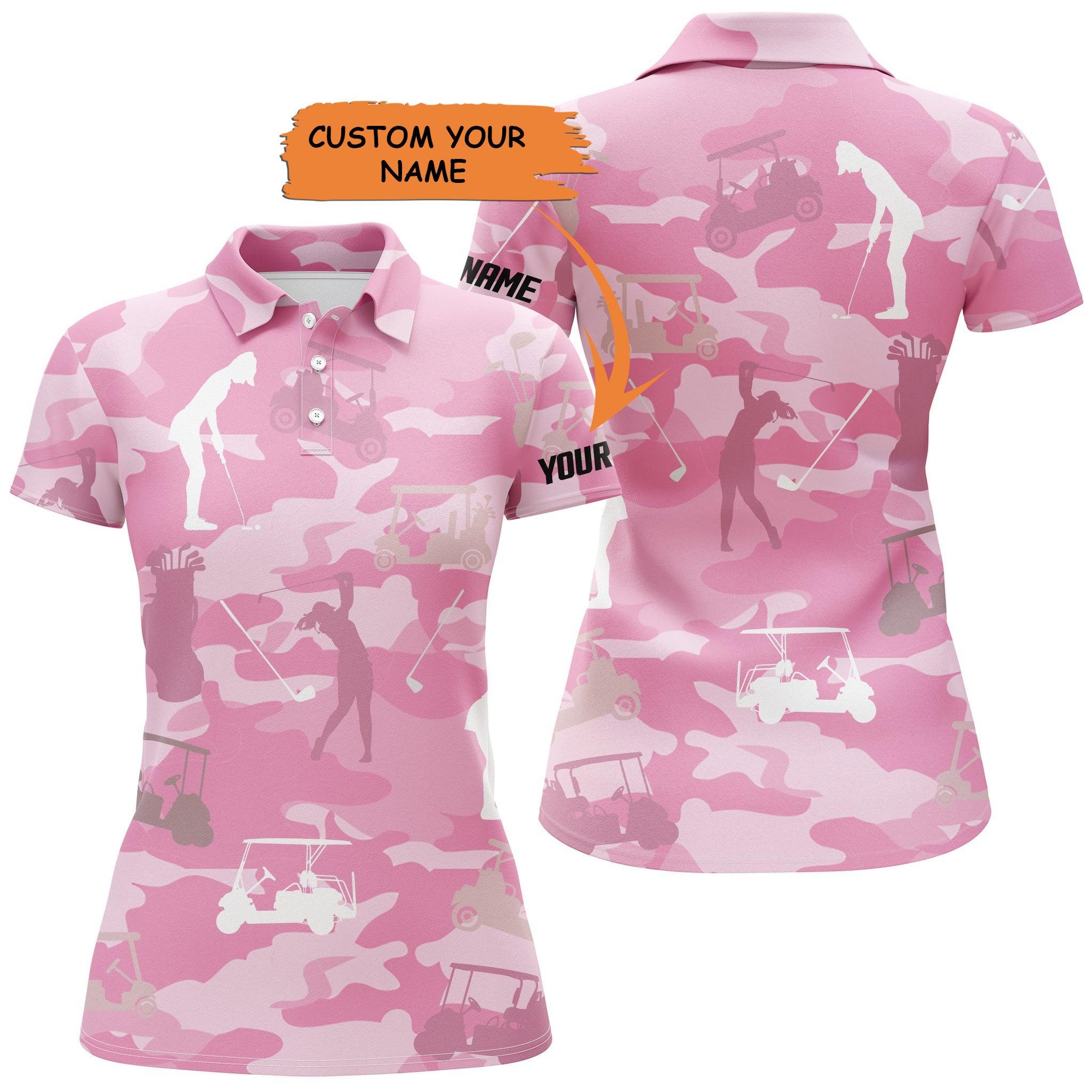 Customized Name Golf Women Polo Shirts,  Pink Camo Women Golf Polo Shirt Personalized Golfers Gift - Perfect Gift For Ladies, Golfers, Golf Lovers