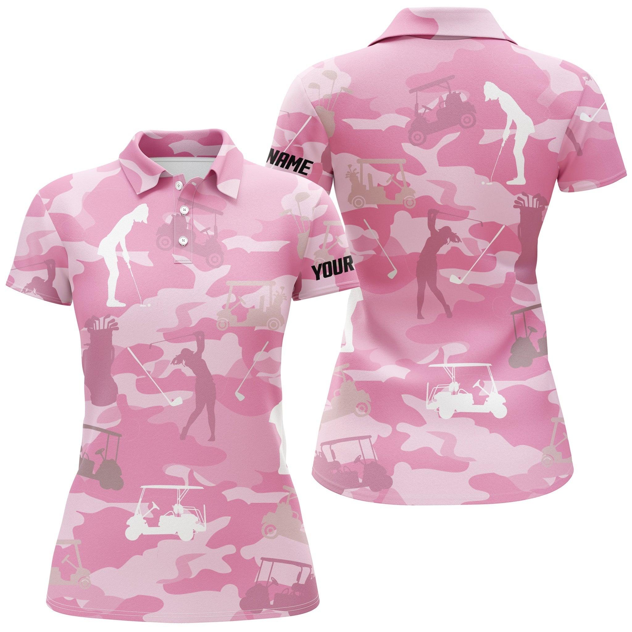 Customized Name Golf Women Polo Shirts,  Pink Camo Women Golf Polo Shirt Personalized Golfers Gift - Perfect Gift For Ladies, Golfers, Golf Lovers - Image 2