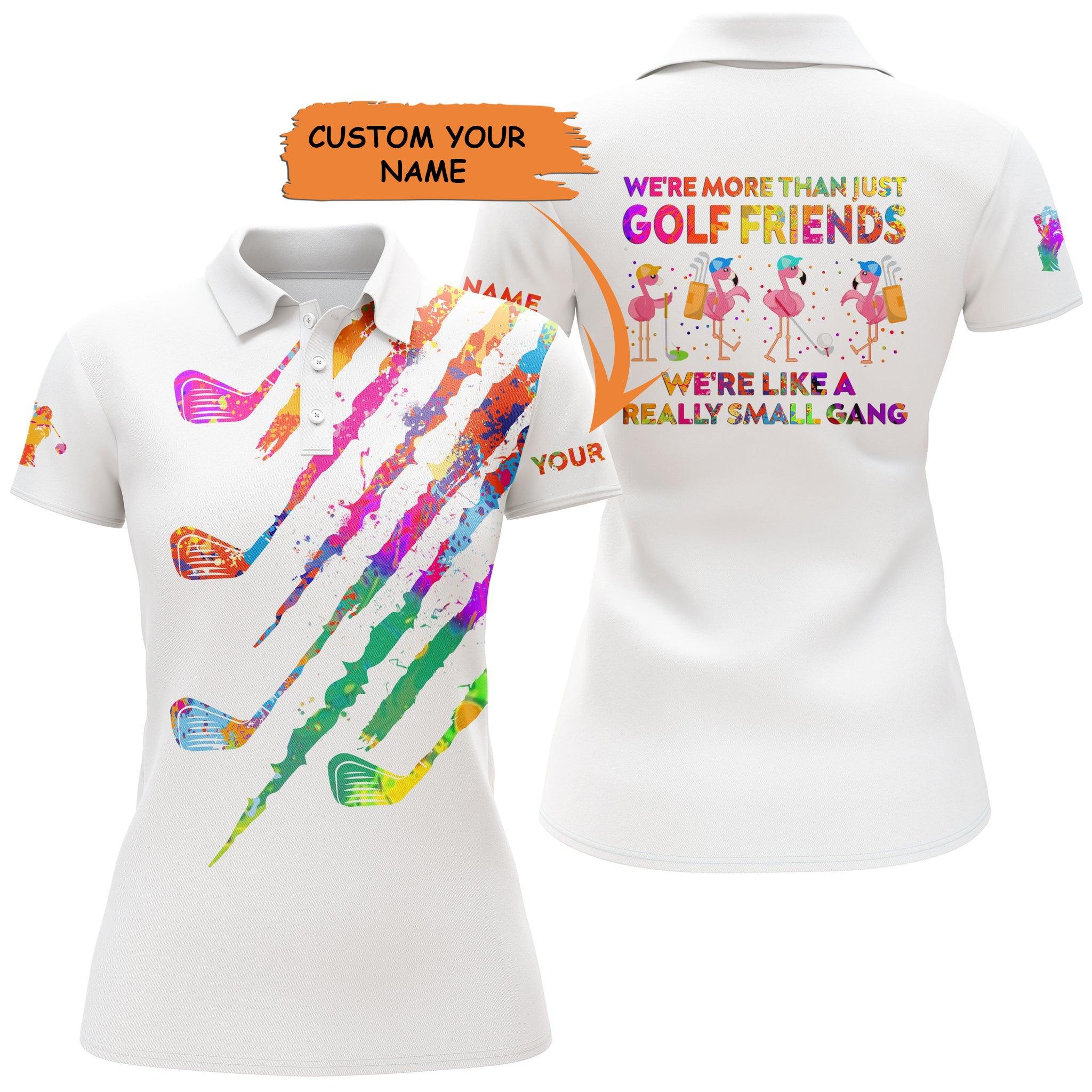 Customized Name Golf Women Polo Shirts, Watercolor Flamingo Personalized We're More Than Just Golf Friends Shirt - Perfect Gift For Golfers, Golf Lovers