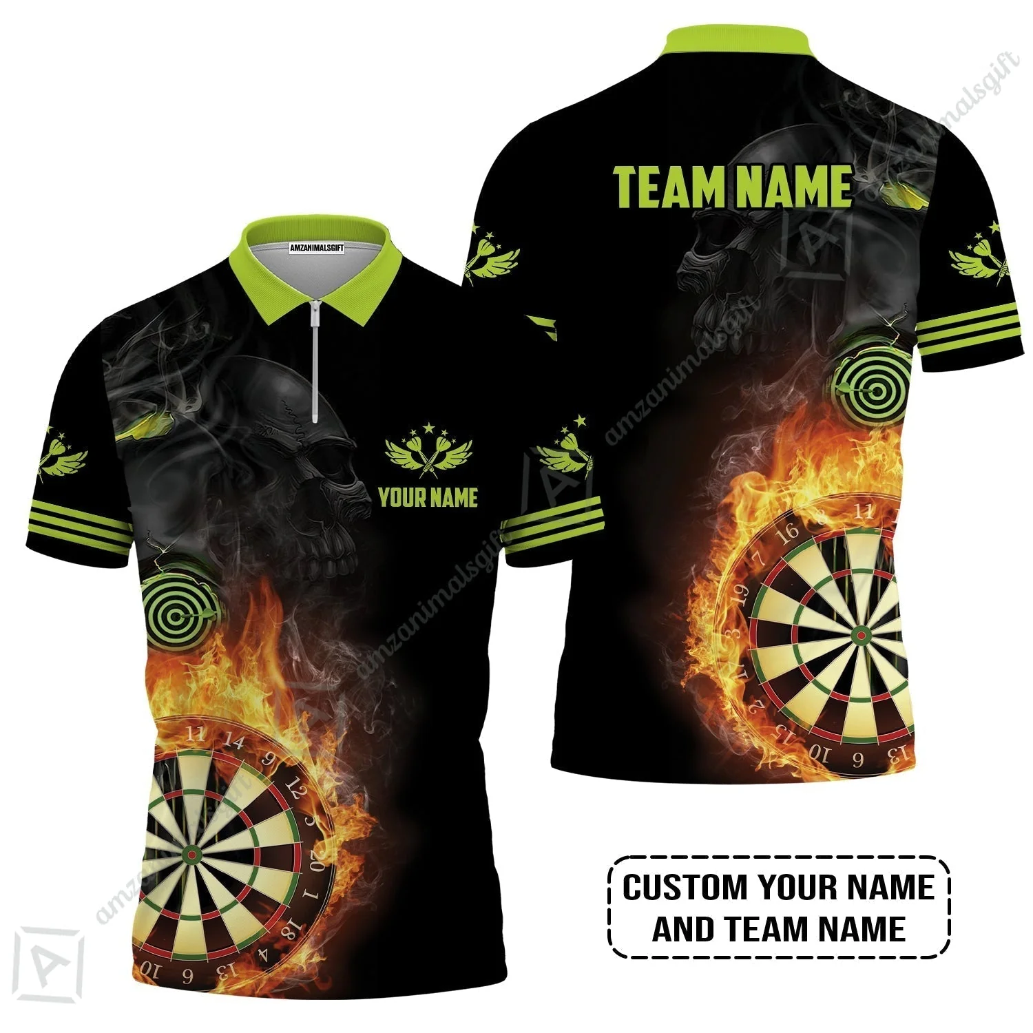Customized Name & Team Darts Hawaiian Shirt, Skull Darts Flame Personalized Darts Hawaiian Shirt - Image 5