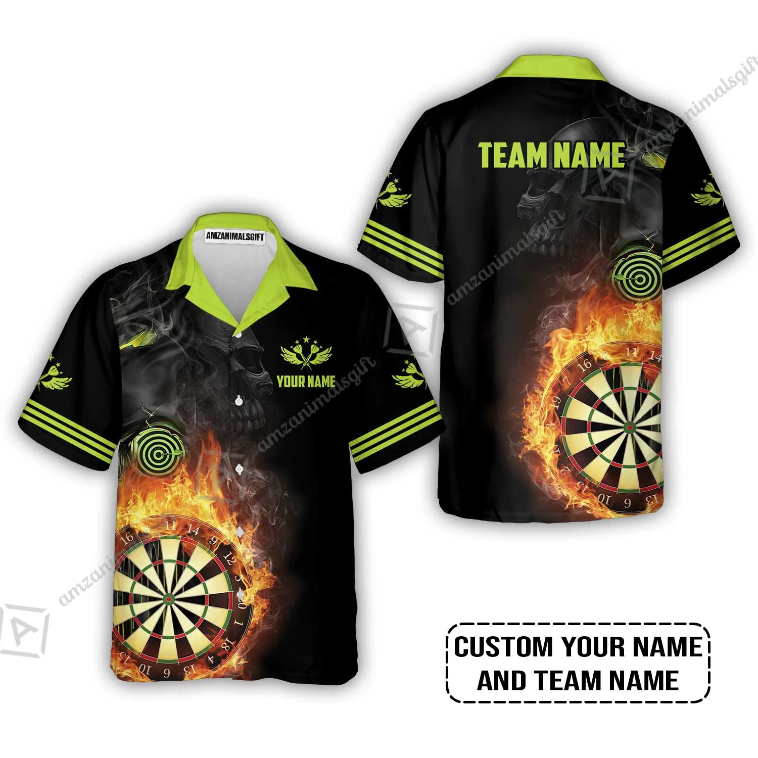 Customized Name & Team Darts Hoodie, Skull Darts Flame Personalized Darts Hoodie - Image 7