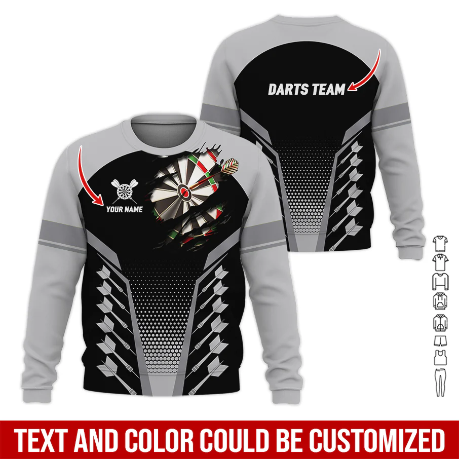 Customized Name & Team Darts Long Sleeved Shirt, Personalized Name Darts Team Uniforms Shirts For Men & Women - Gift For Darts Lovers, Darts Players - Image 4