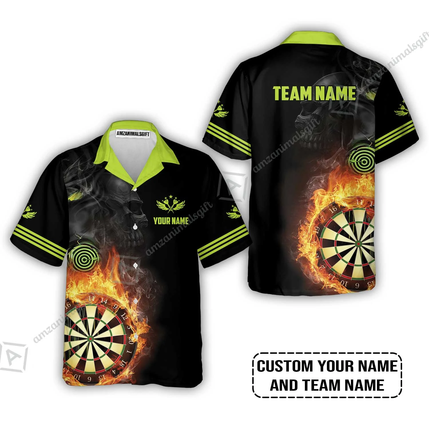 Customized Name & Team Darts Sweatshirt, Skull Darts Flame Personalized Darts Sweatshirt - Image 7