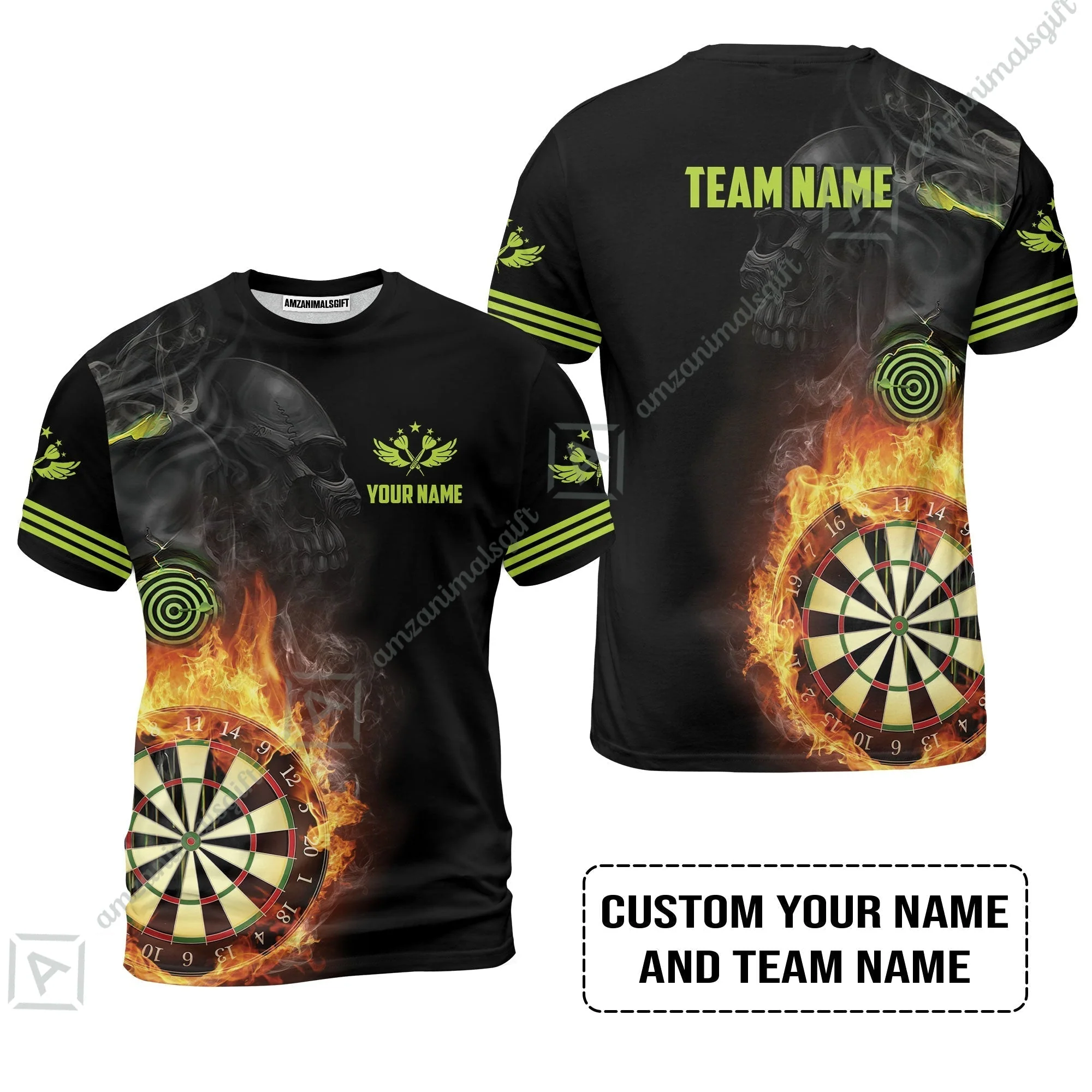 Customized Name & Team Darts Sweatshirt, Skull Darts Flame Personalized Darts Sweatshirt - Image 8