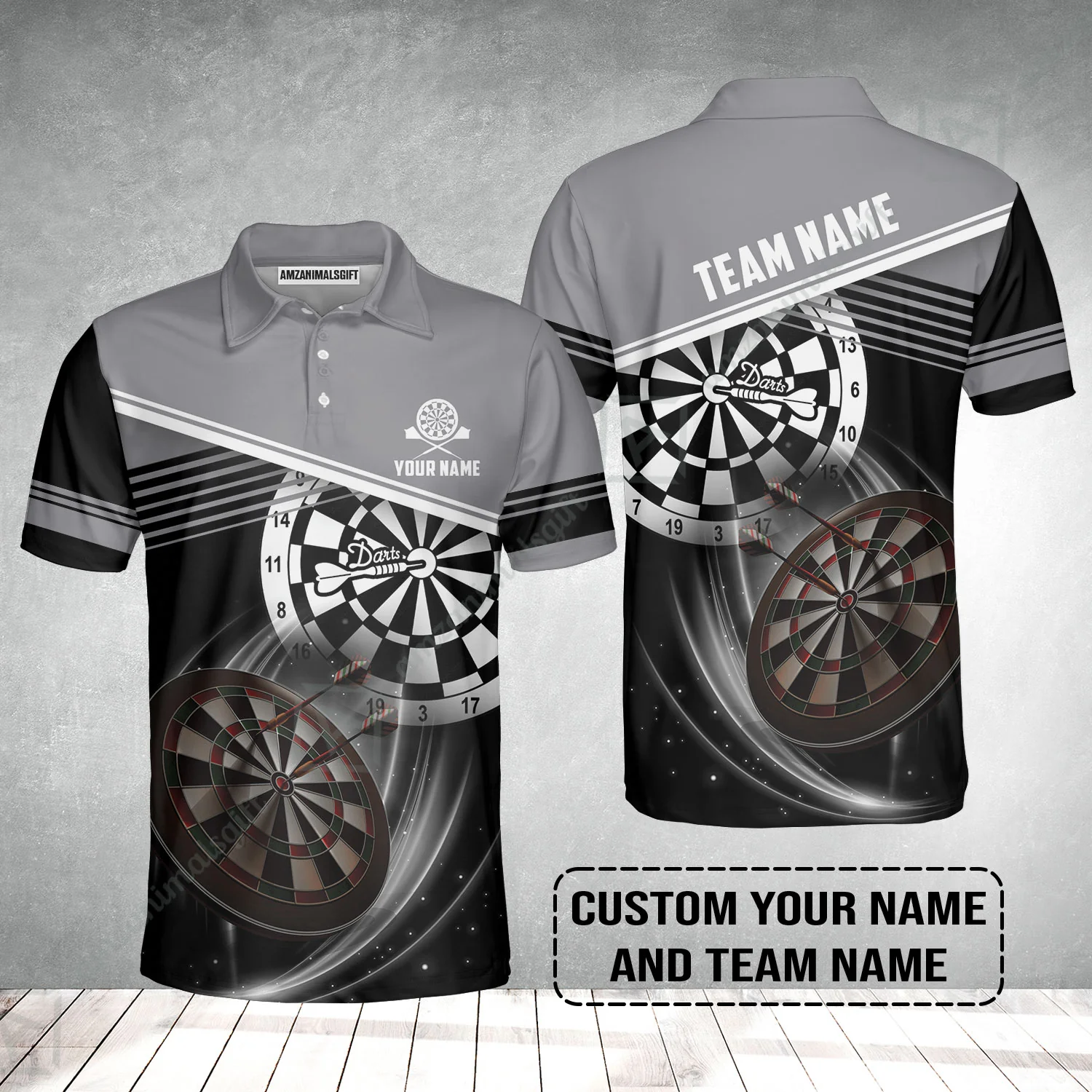 Customized Name & Team name Darts Polo Shirt, Personalized Name Color Darts Polo Shirt - Perfect Gift For Darts Lovers - Image 2