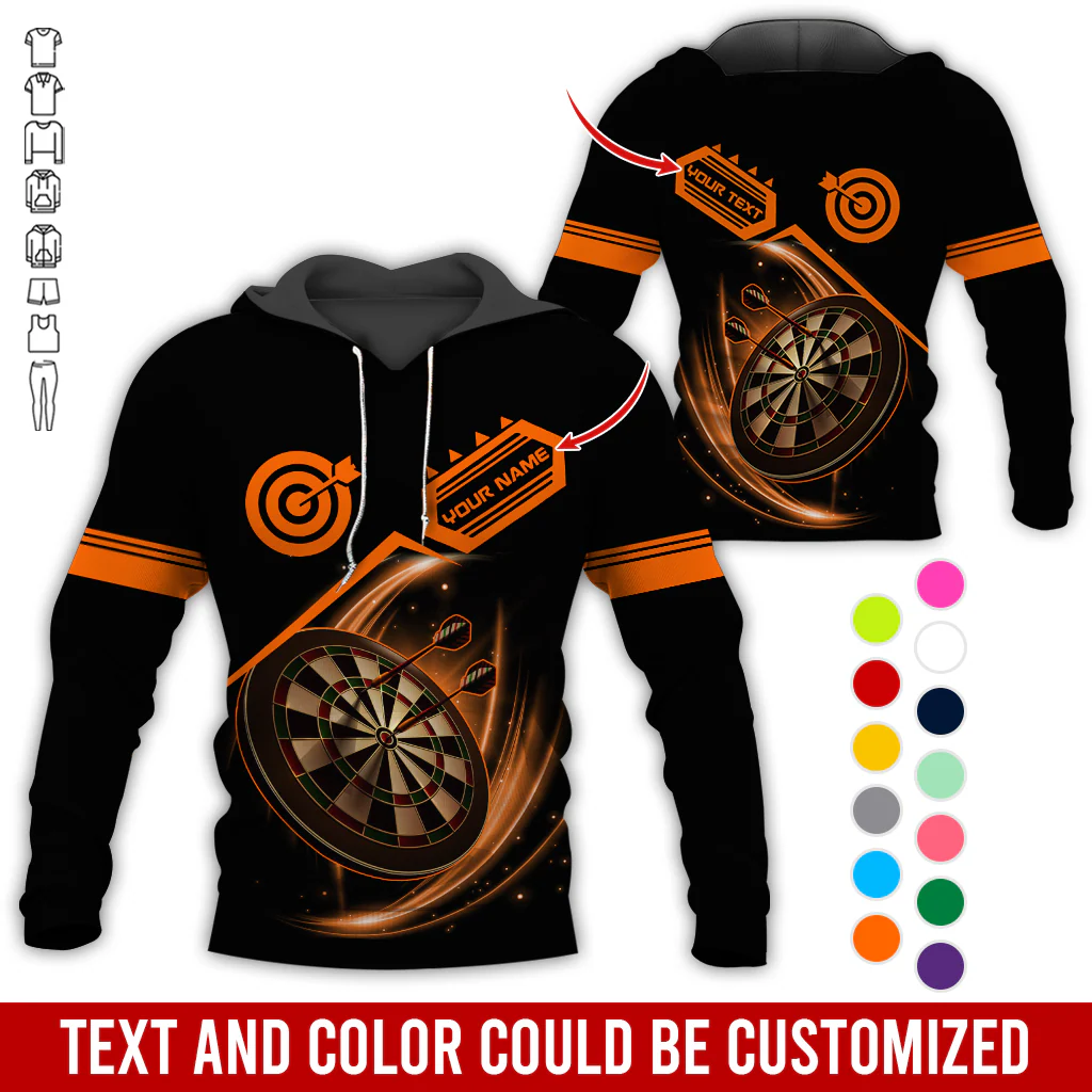 Customized Name & Team Name Darts Premium Hoodie, Darts Pattern Shining Black Hoodie, Perfect Gift For Darts Lovers, Friend, Family - Image 10