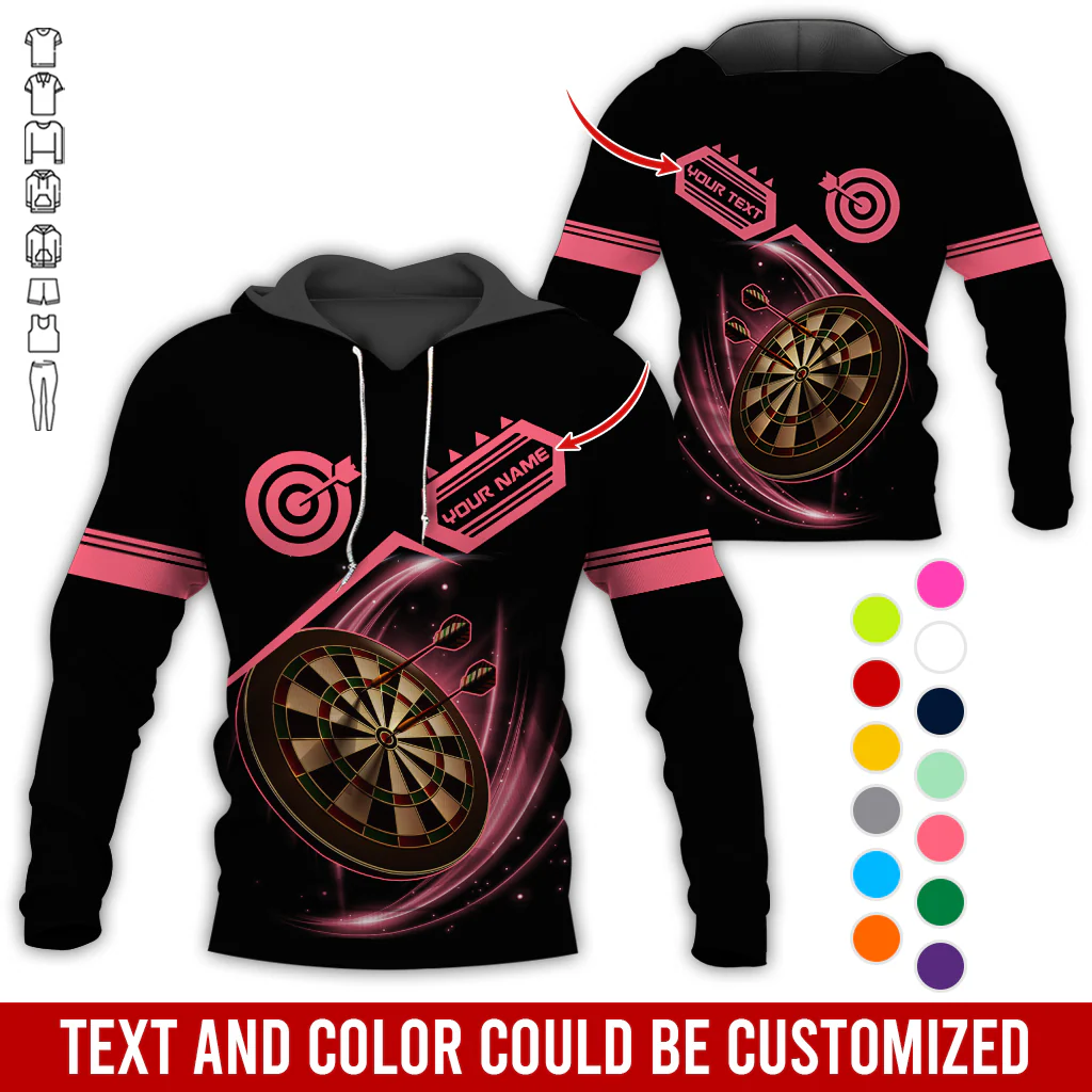 Customized Name & Team Name Darts Premium Hoodie, Darts Pattern Shining Black Hoodie, Perfect Gift For Darts Lovers, Friend, Family - Image 11