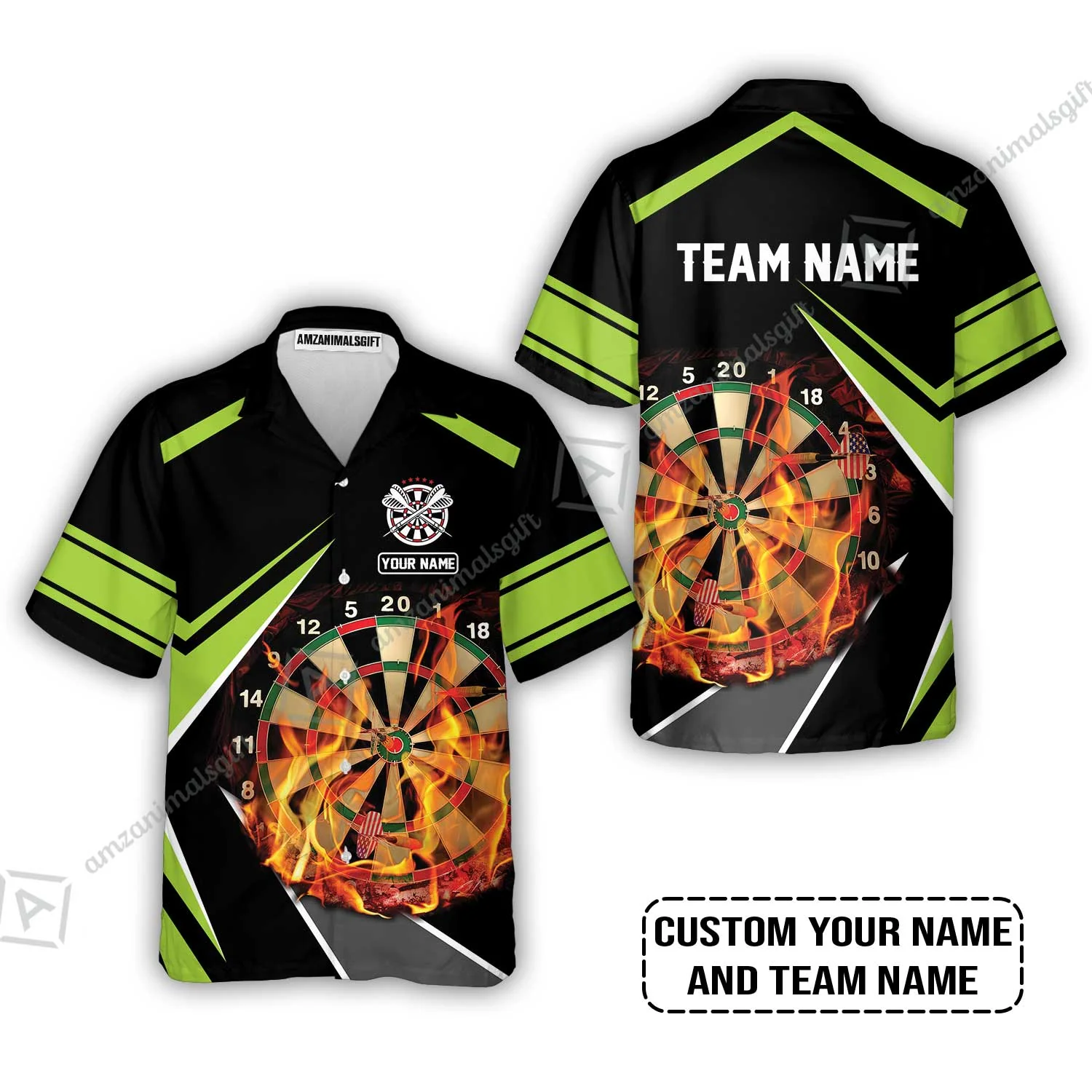 Customized Name & Team Name Darts T-Shirt, Dartboard Flame Personalized Darts T-Shirt - Image 3