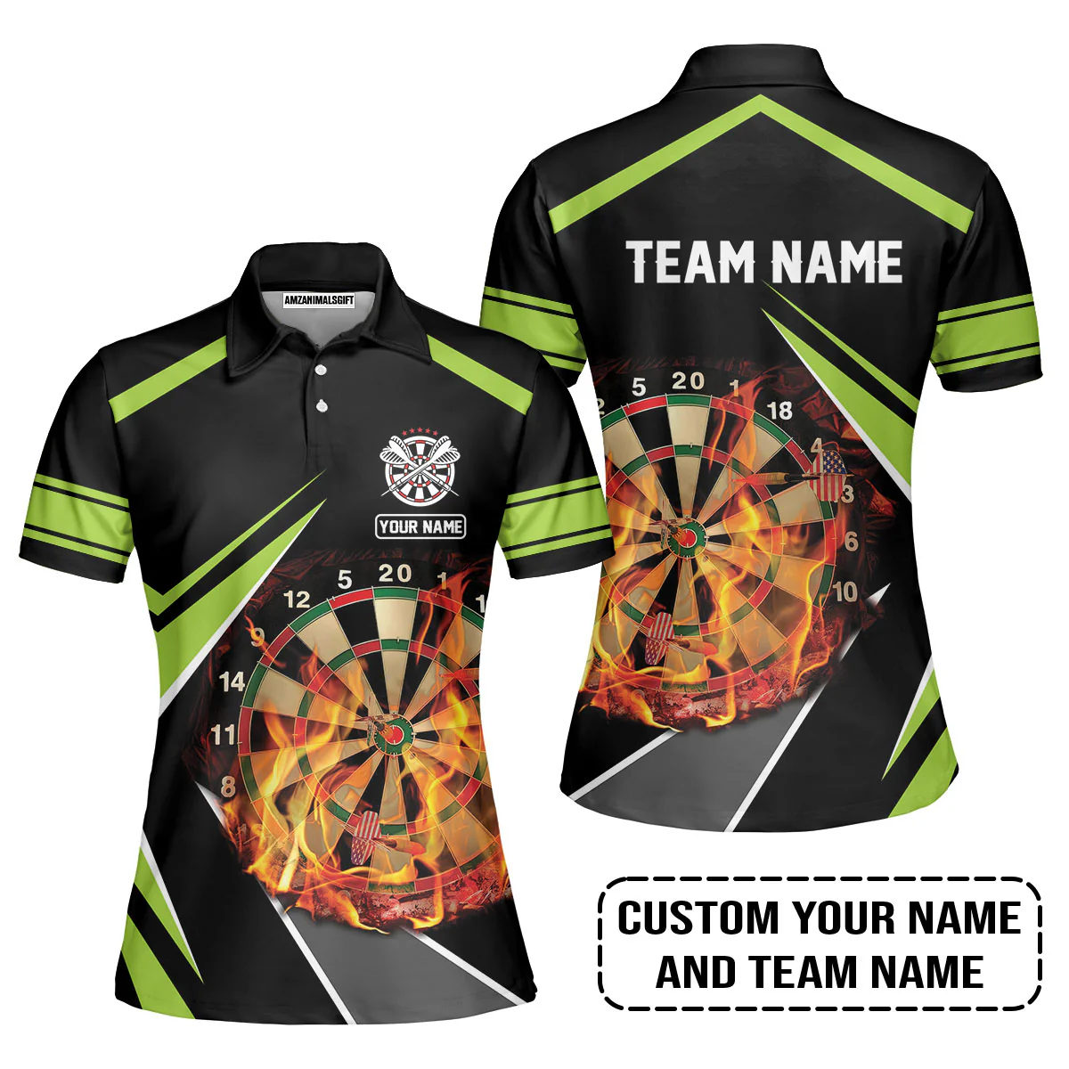 Customized Name & Team Name Darts T-Shirt, Dartboard Flame Personalized Darts T-Shirt - Image 4