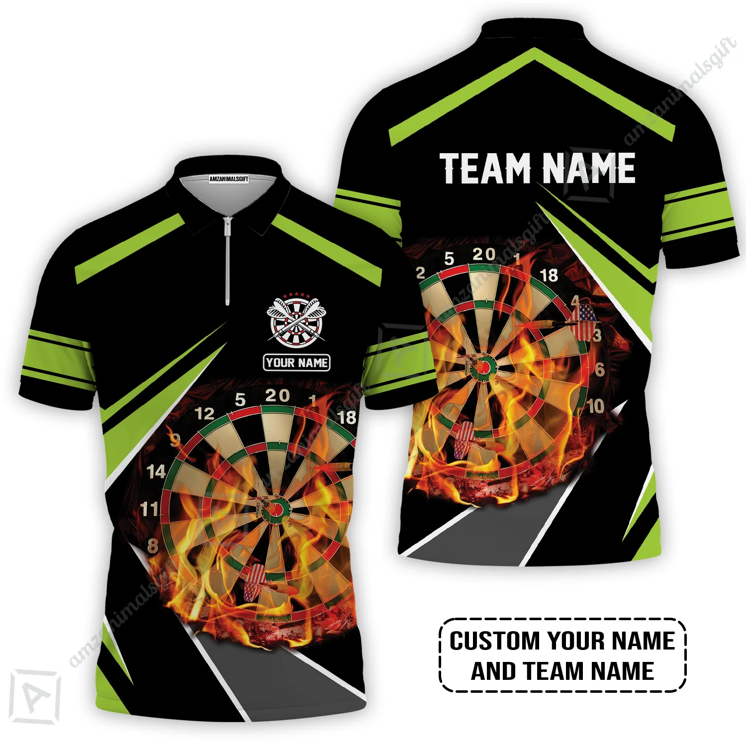 Customized Name & Team Name Darts T-Shirt, Dartboard Flame Personalized Darts T-Shirt - Image 5