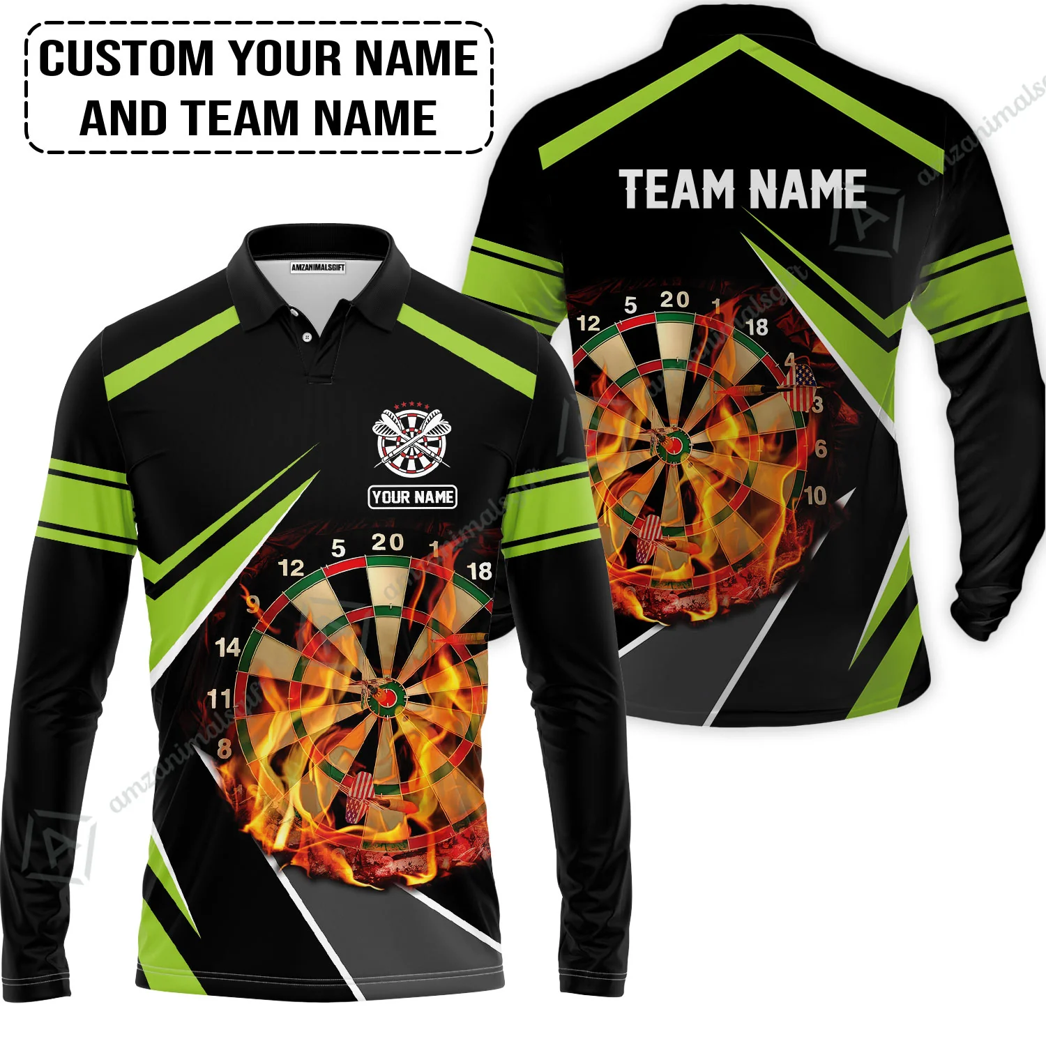 Customized Name & Team Name Darts T-Shirt, Dartboard Flame Personalized Darts T-Shirt - Image 6