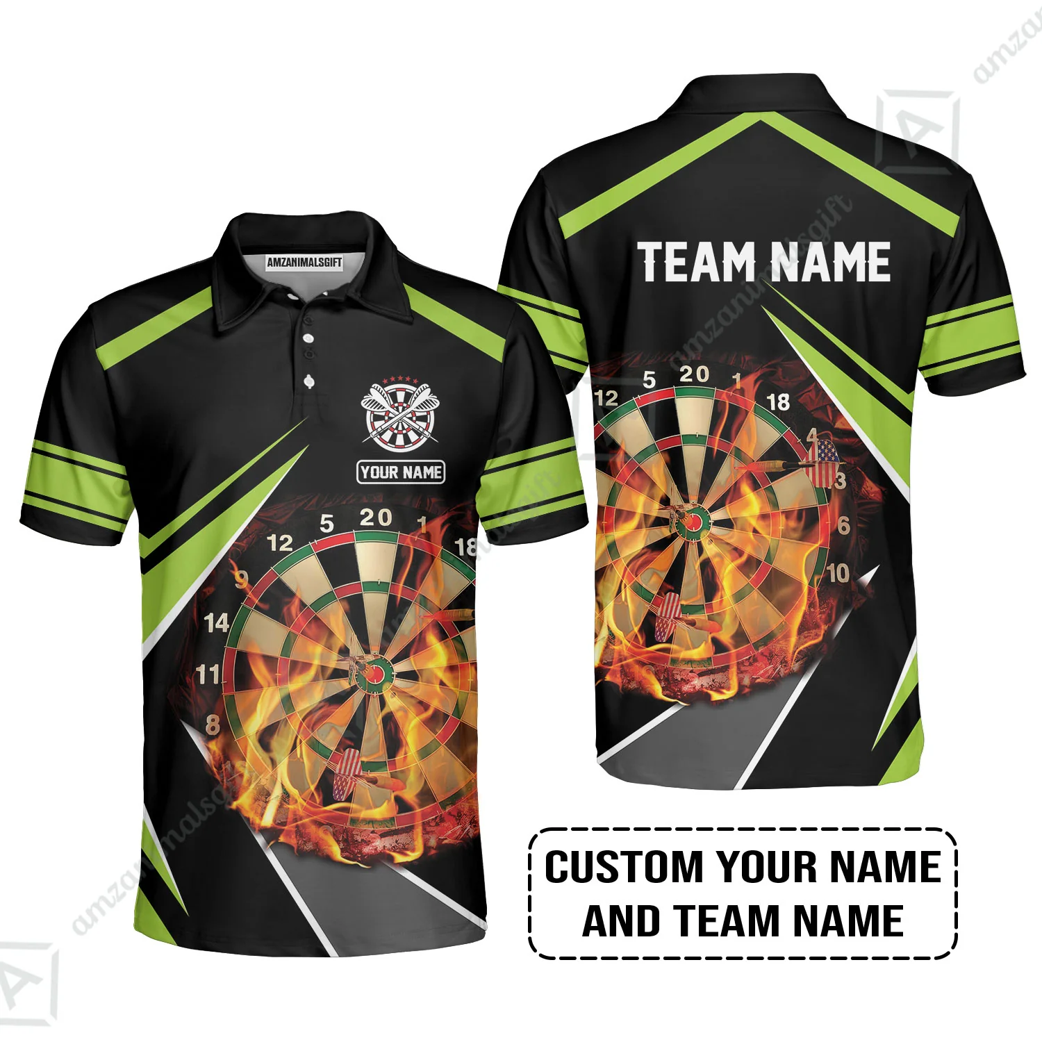Customized Name & Team Name Darts T-Shirt, Dartboard Flame Personalized Darts T-Shirt - Image 7