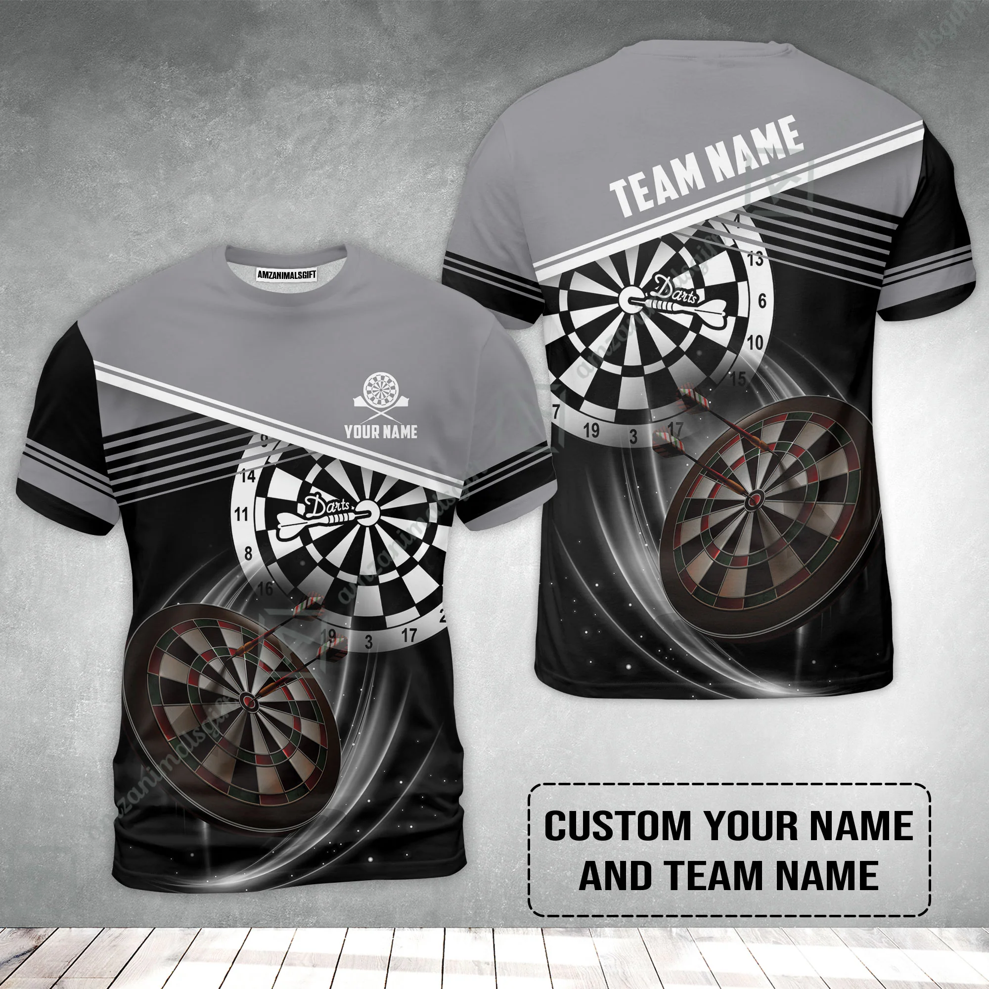 Customized Name & Team Name Darts T-Shirt, Personalized Name Color Darts T-Shirt - Perfect Gift For Darts Lovers - Image 2