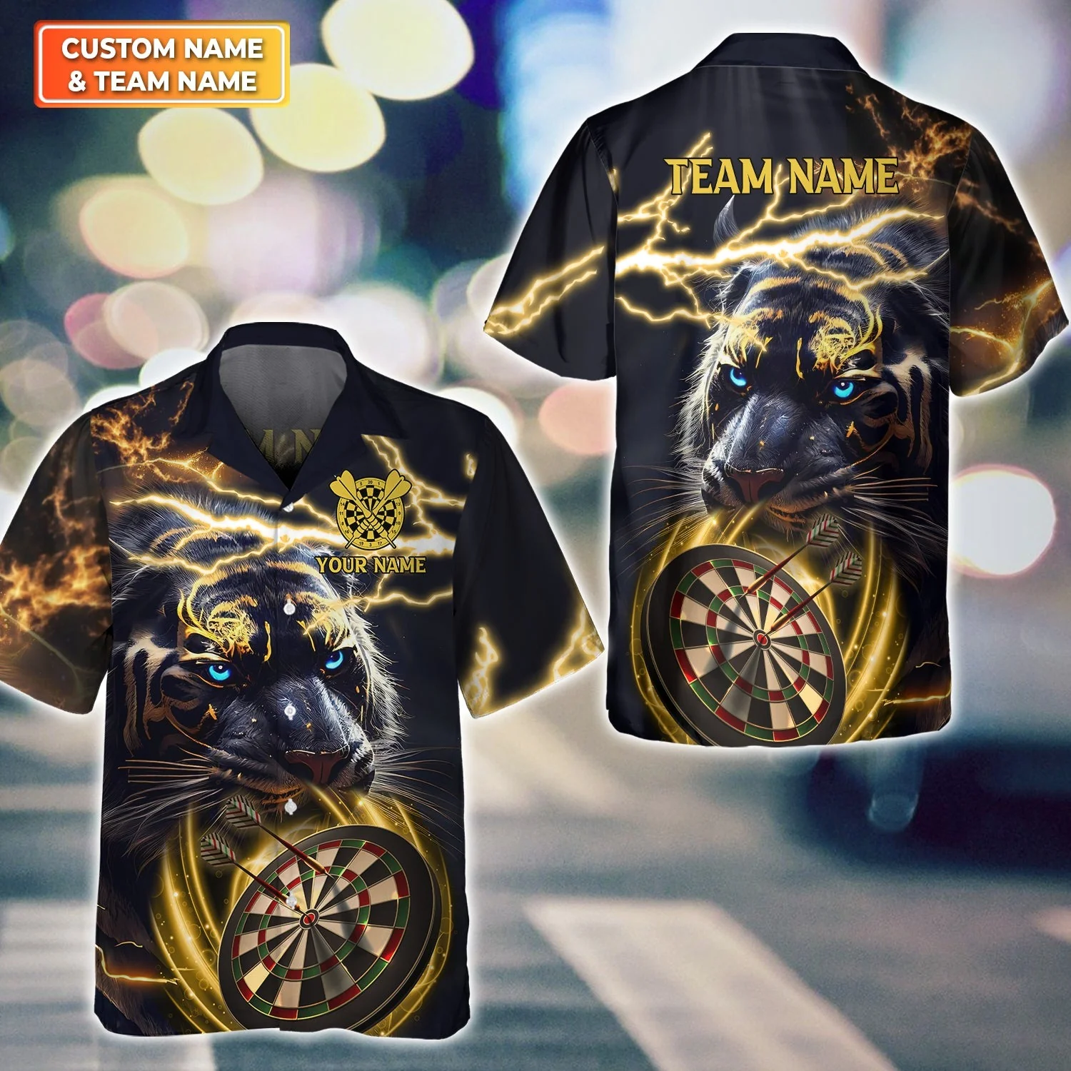 Customized Name & Team Name Darts T-Shirt, Storm Tiger Personalized For Dart Team Player T-Shirt - Image 2