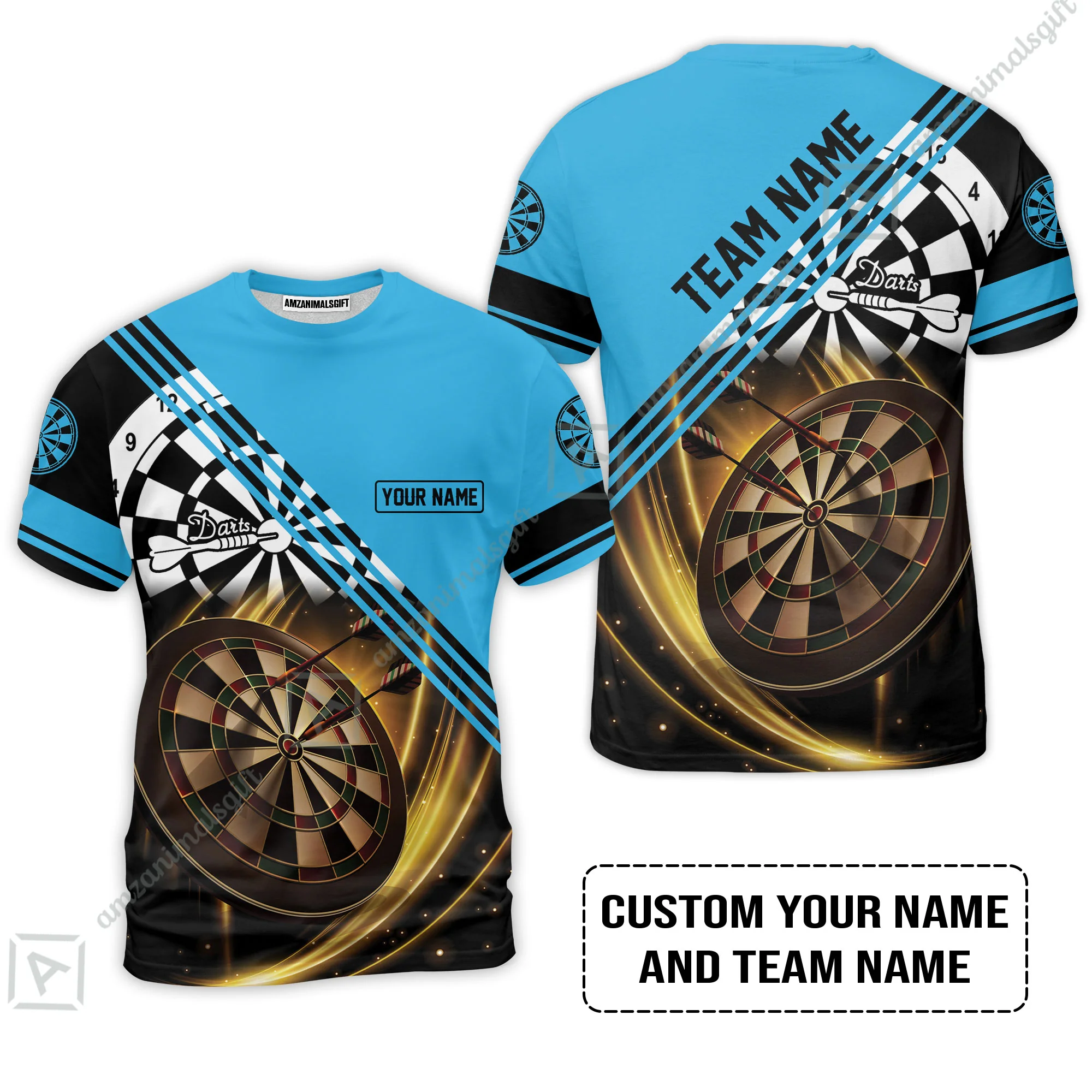 Customized Name & Team Name Darts Sweatshirt, I Love Darts Personalized Blue Darts Sweatshirt - Image 9