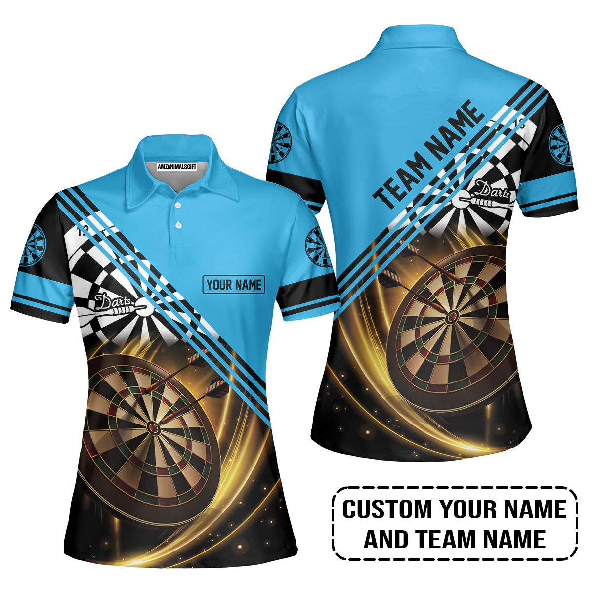Customized Name & Team Name Darts Sweatshirt, I Love Darts Personalized Blue Darts Sweatshirt - Image 7