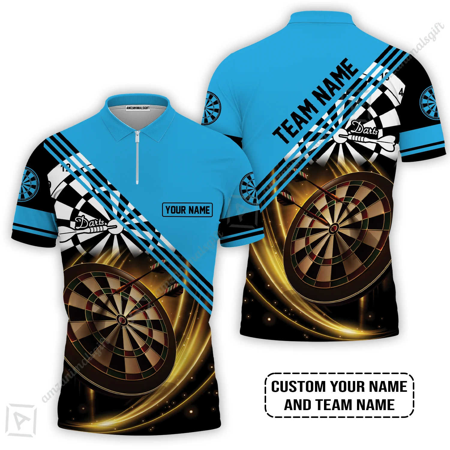 Customized Name & Team Name Darts Sweatshirt, I Love Darts Personalized Blue Darts Sweatshirt - Image 4