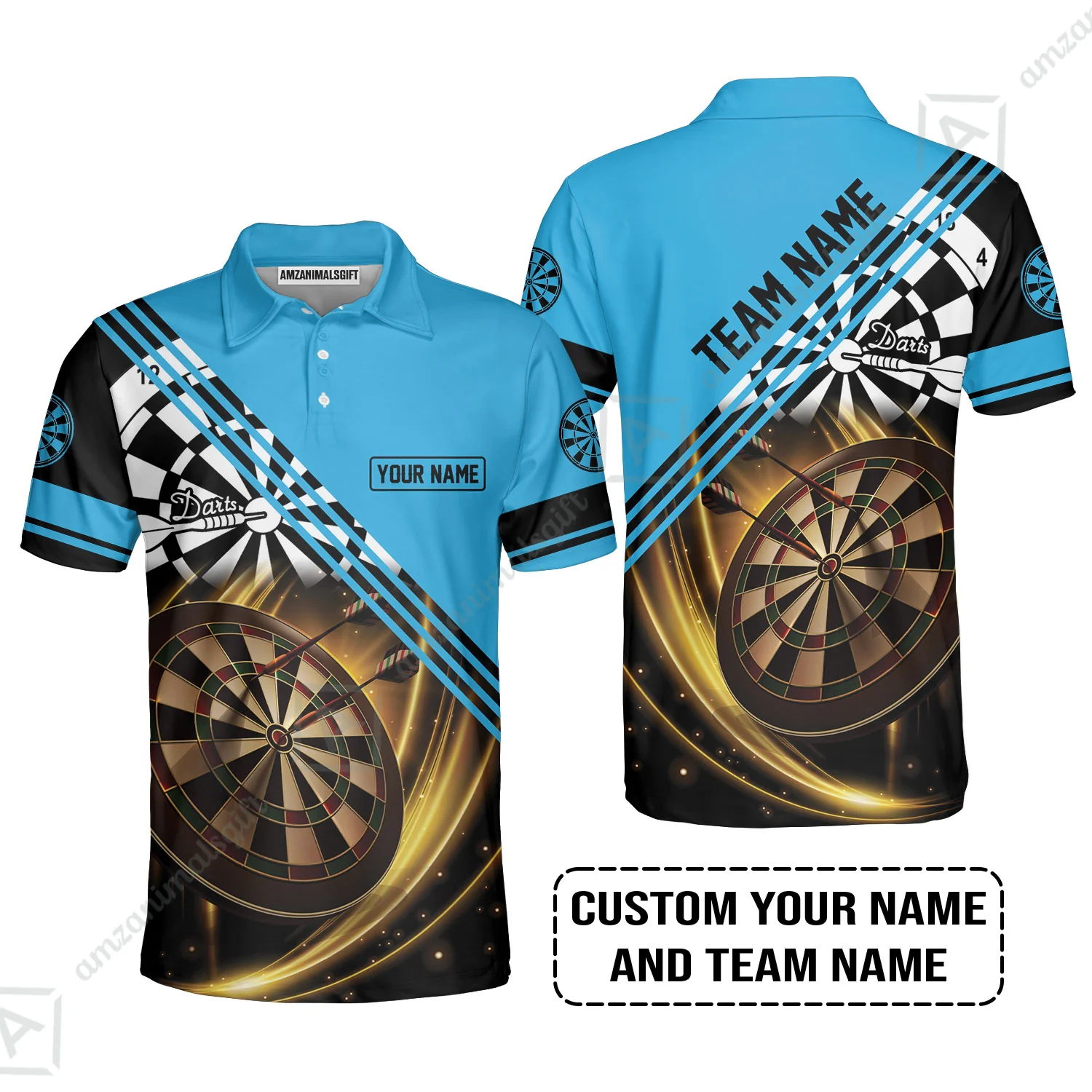 Customized Name & Team Name Darts Sweatshirt, I Love Darts Personalized Blue Darts Sweatshirt - Image 6