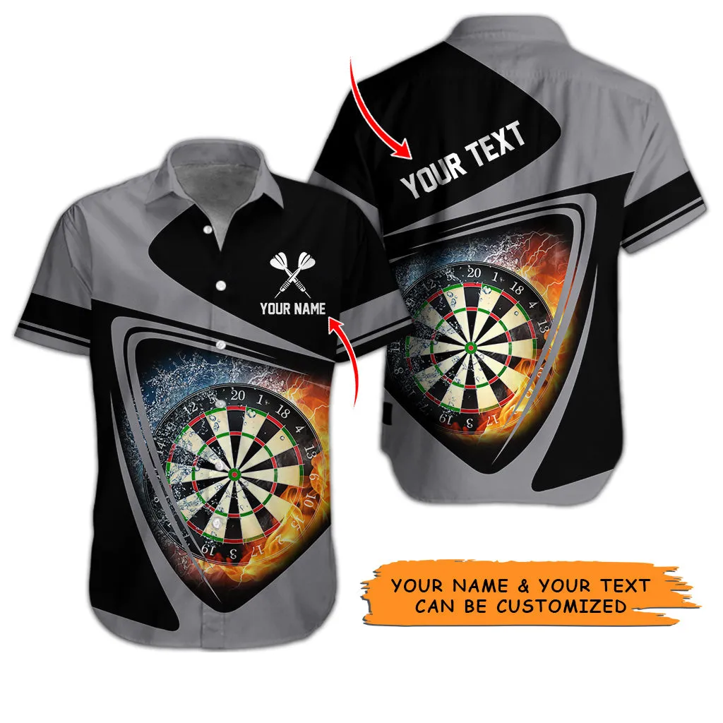 Customized Name & Text Darts Hawaiian Shirt, Darts In Flame Personalized Darts Hawaiian Shirts - Gift For Darts Lovers, Darts Players Uniforms