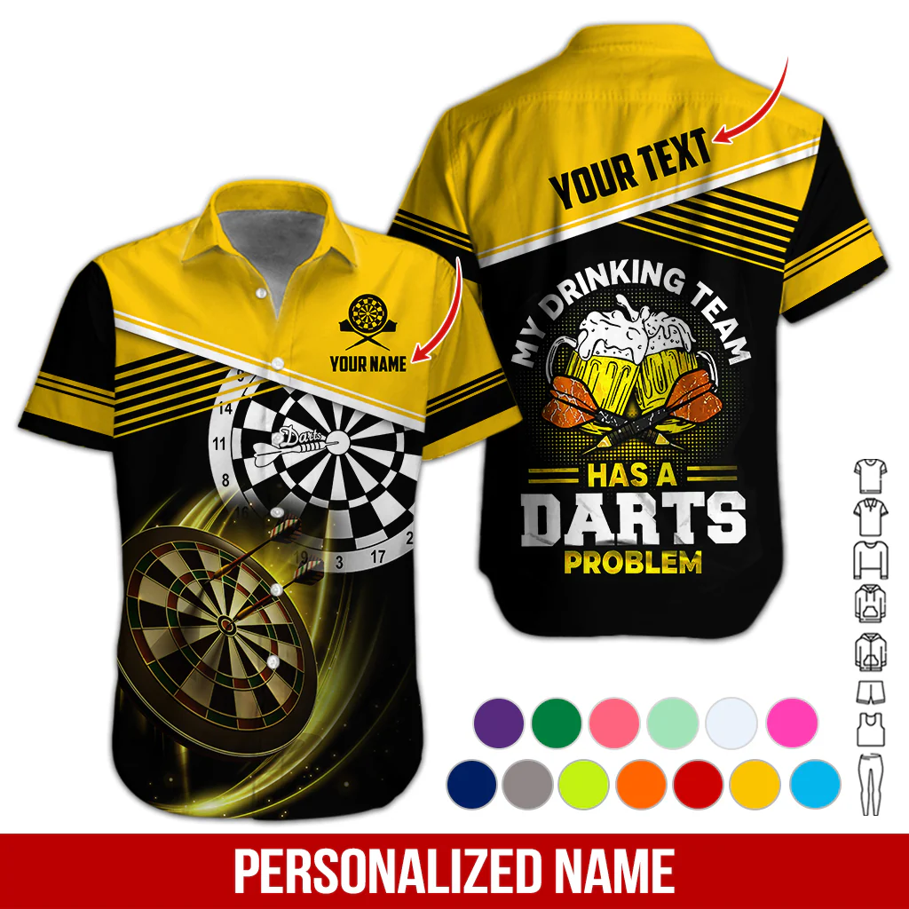 Customized Name & Text Darts Beer Hawaiian Shirt, Darts Player Shirts My Drinking Team Has A Darts Problem, Outfit For Darts Players Uniforms - Image 11