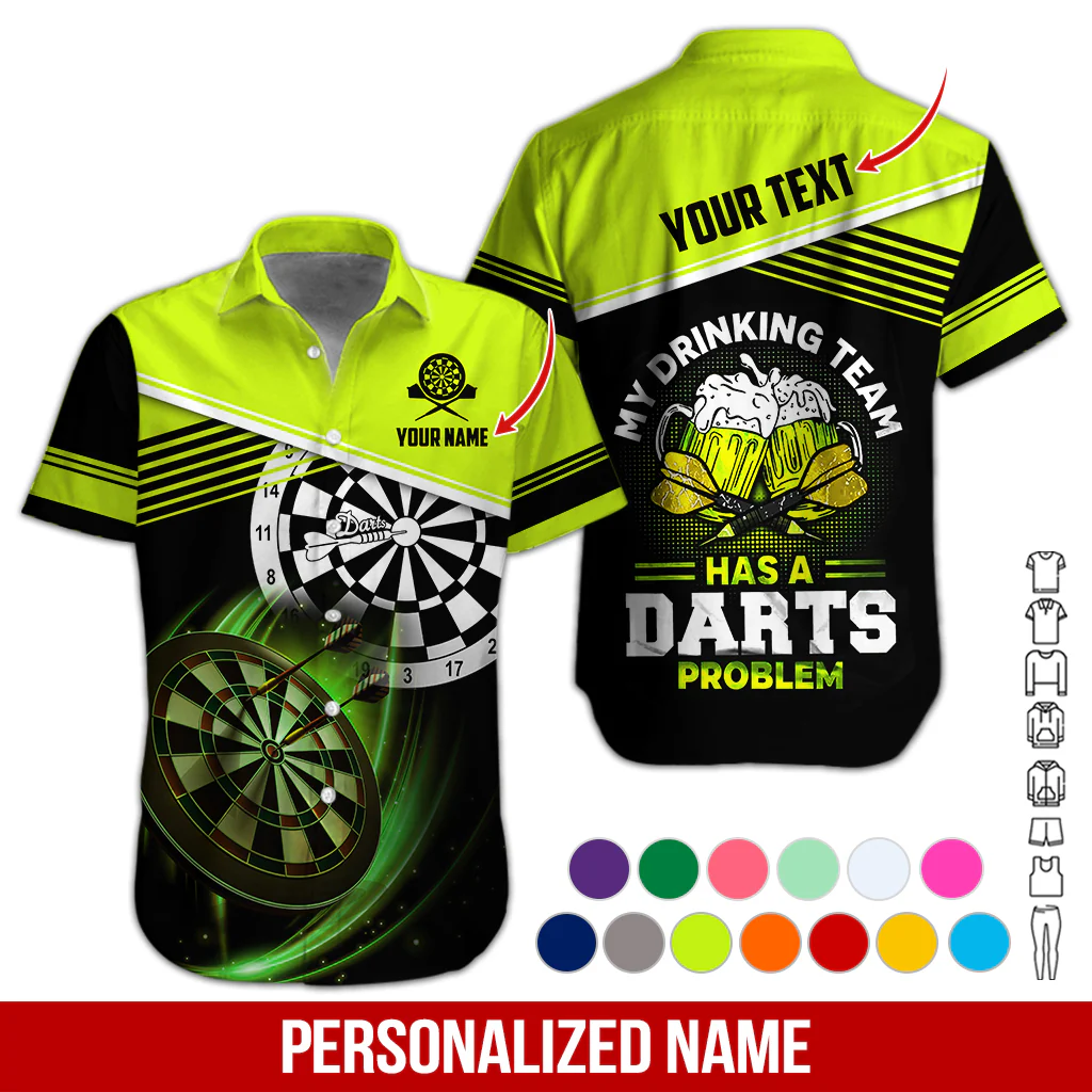 Customized Name & Text Darts Beer Hawaiian Shirt, Darts Player Shirts My Drinking Team Has A Darts Problem, Outfit For Darts Players Uniforms - Image 4