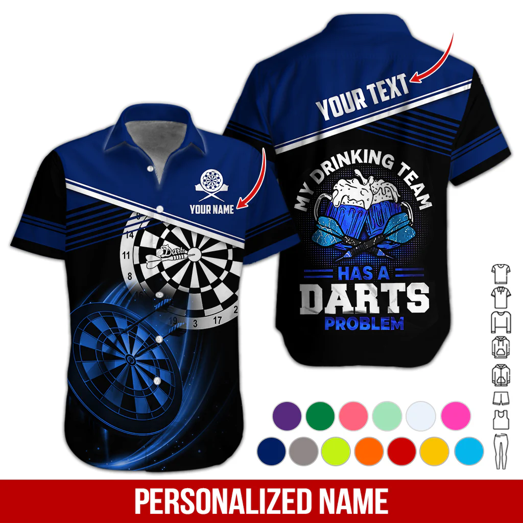 Customized Name & Text Darts Beer Hawaiian Shirt, Darts Player Shirts My Drinking Team Has A Darts Problem, Outfit For Darts Players Uniforms - Image 5