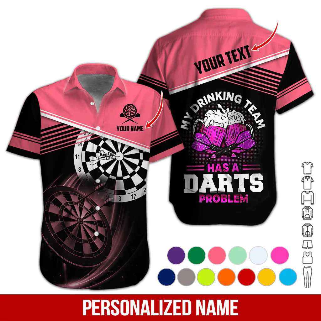 Customized Name & Text Darts Beer Hawaiian Shirt, Darts Player Shirts My Drinking Team Has A Darts Problem, Outfit For Darts Players Uniforms - Image 8