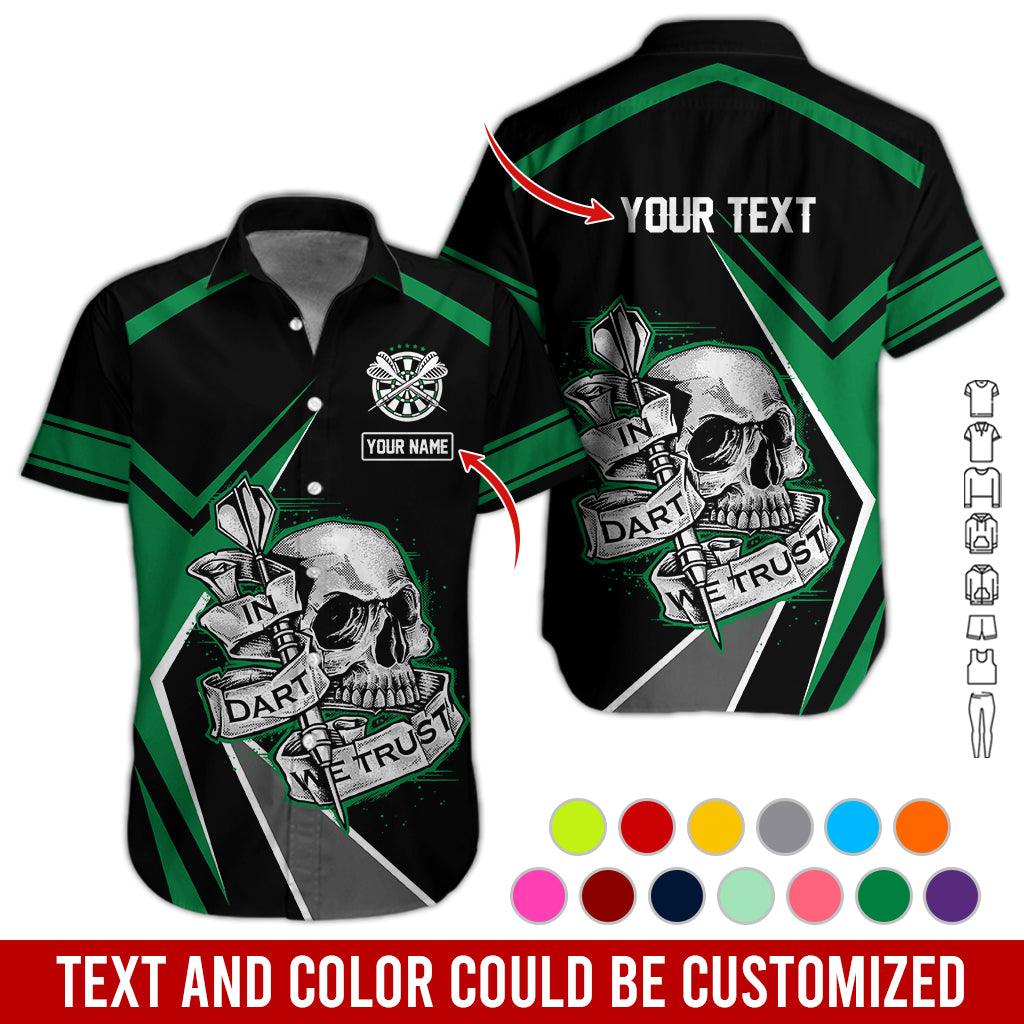 Customized Name & Text Darts Hawaiian Shirt, In Dart We Trust Personalized Darts And Skull Hawaiian Shirts - Gift For Darts Lovers, Darts Players Uniforms - Image 4