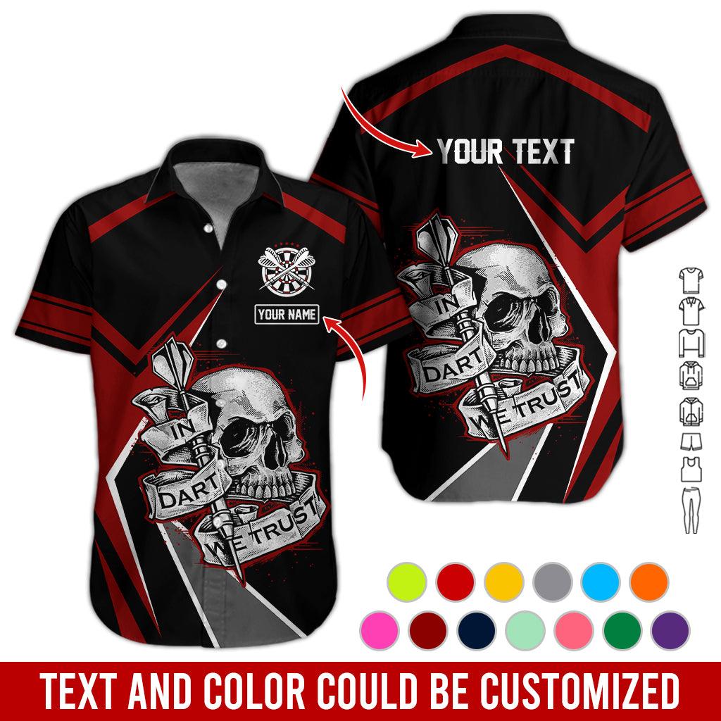 Customized Name & Text Darts Hawaiian Shirt, In Dart We Trust Personalized Darts And Skull Hawaiian Shirts - Gift For Darts Lovers, Darts Players Uniforms - Image 6