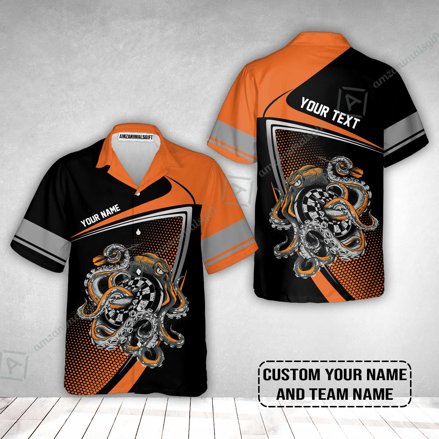 Customized Name & Text Darts Hawaiian Shirt, Personalized Darts And Octopus Hawaiian Shirt - Image 2