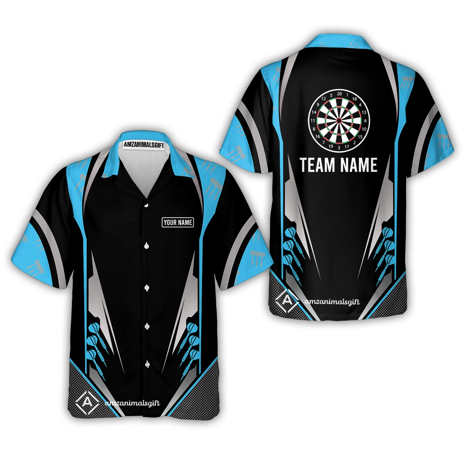 Customized Name & Text Darts Hawaiian Shirt, Personalized Darts Team Hawaiian Shirts For Summer - Gift For Darts Lovers, Darts Players Uniforms - Image 2