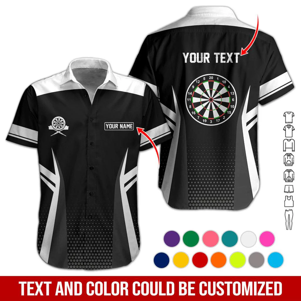 Customized Name & Text Darts Hawaiian Shirt, Personalized Name Darts Hawaiian Shirts - Gift For Darts Lovers, Darts Players Uniforms - Image 3
