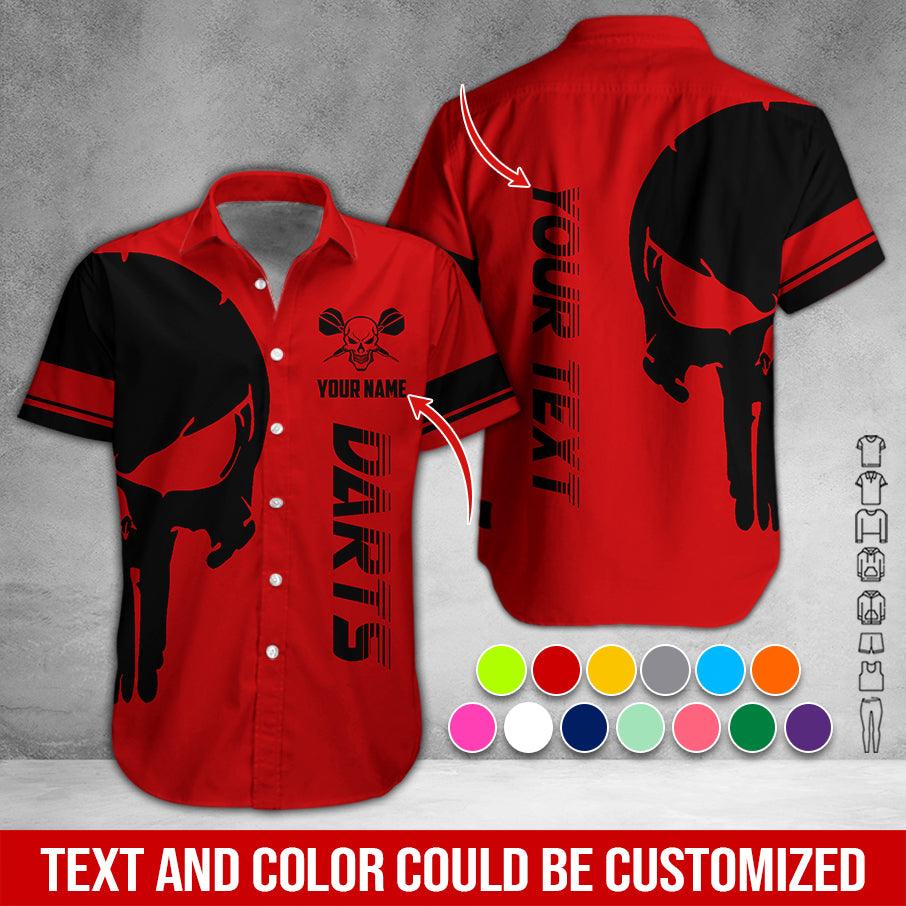 Customized Name & Text Darts Hawaiian Shirt, Personalized Skull Darts Hawaiian Shirts - Gift For Darts Lovers, Darts Players Uniforms - Image 2