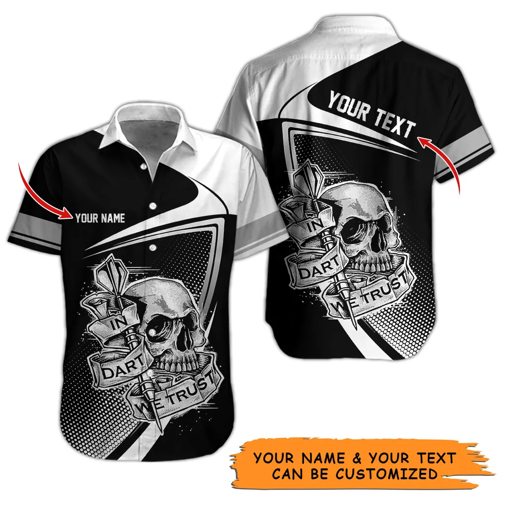 Customized Name & Text Darts Hawaiian Shirt, Personalized Skull In Dart Hawaiian Shirts For Summer - Gift For Darts Lovers, Darts Players Uniforms - Image 2