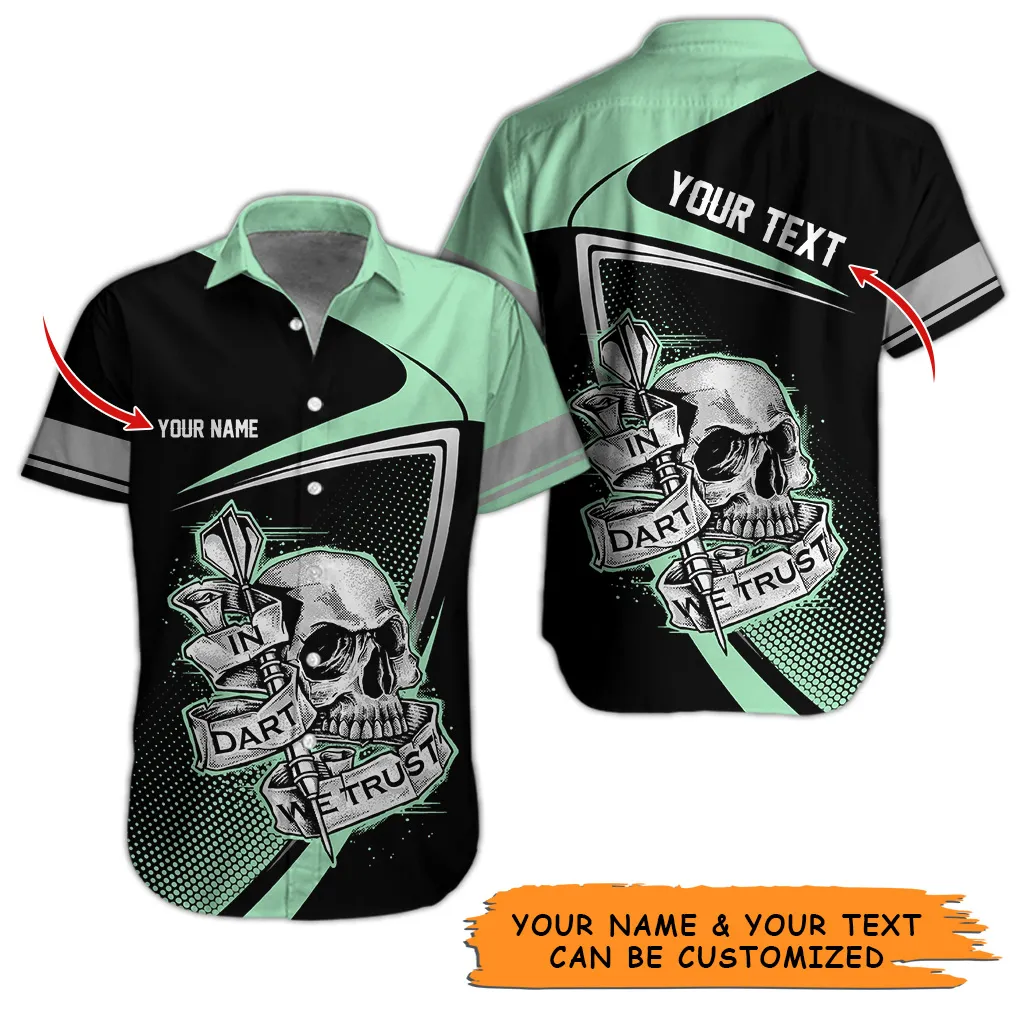 Customized Name & Text Darts Hawaiian Shirt, Personalized Skull In Dart Hawaiian Shirts For Summer - Gift For Darts Lovers, Darts Players Uniforms - Image 3