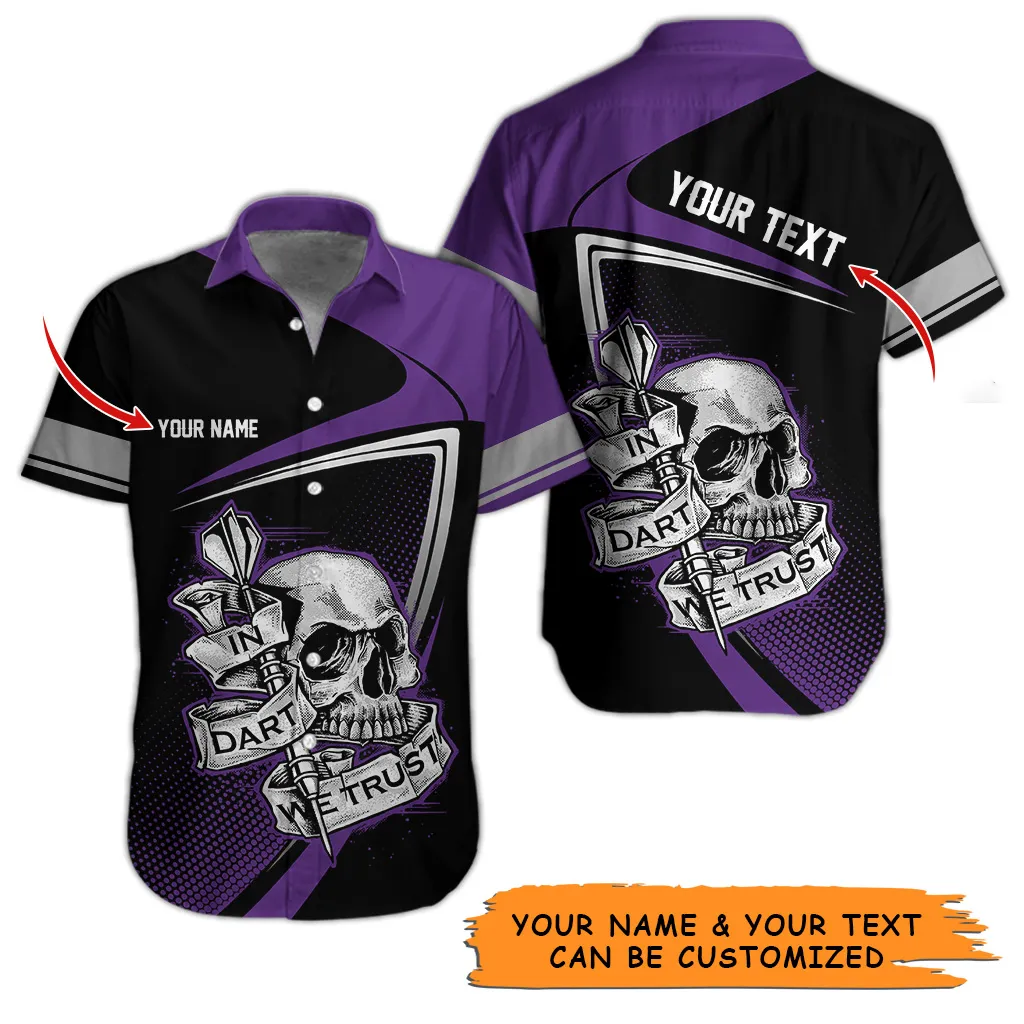 Customized Name & Text Darts Hawaiian Shirt, Personalized Skull In Dart Hawaiian Shirts For Summer - Gift For Darts Lovers, Darts Players Uniforms - Image 4