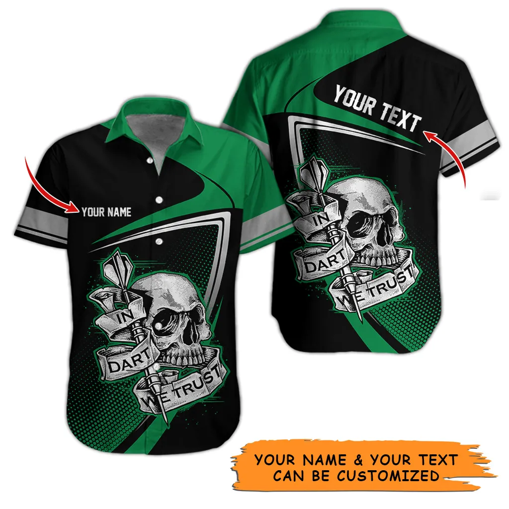 Customized Name & Text Darts Hawaiian Shirt, Personalized Skull In Dart Hawaiian Shirts For Summer - Gift For Darts Lovers, Darts Players Uniforms - Image 9