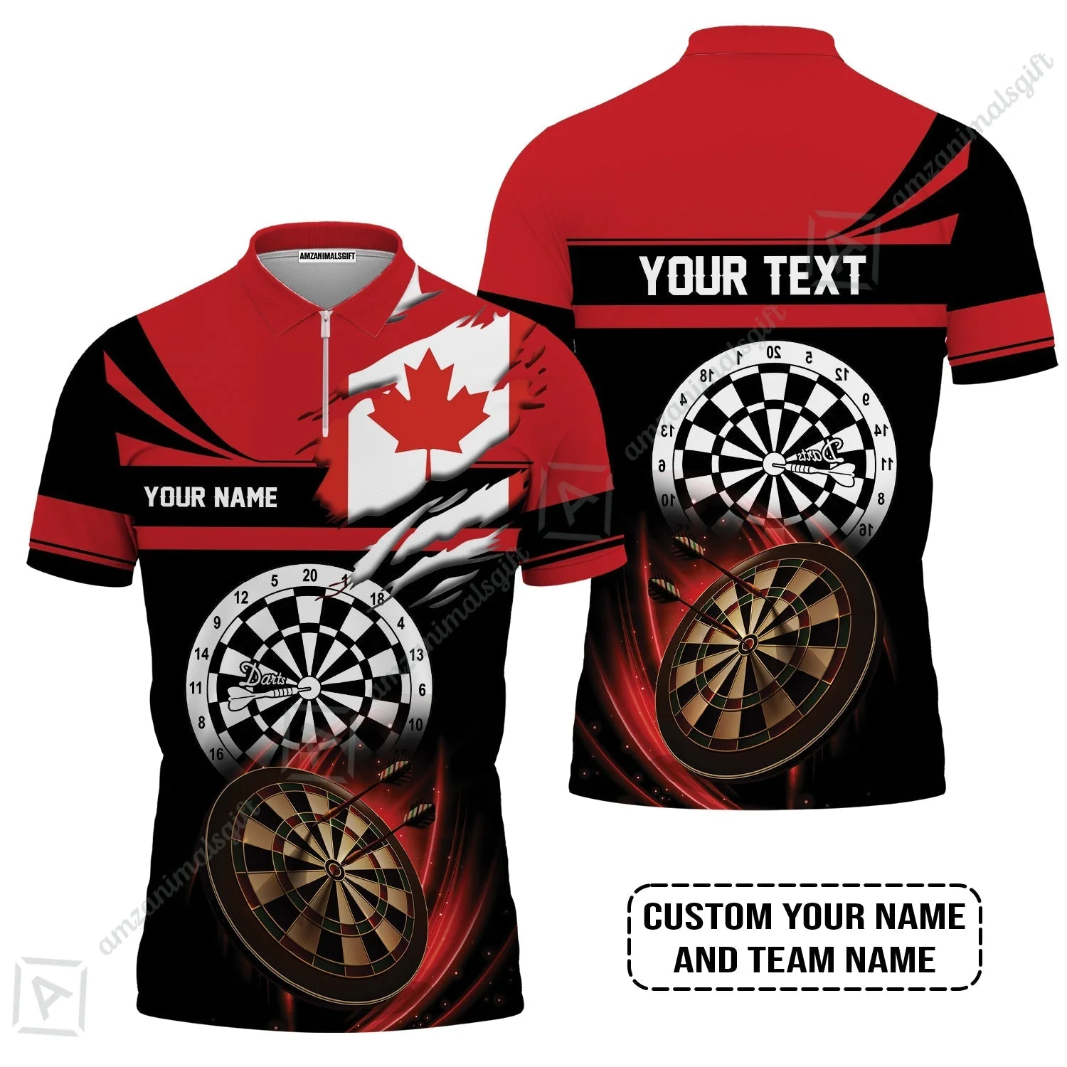 Customized Name & Text Darts Hoodie, Canada Flag Personalized Name Darts Hoodie - Image 3