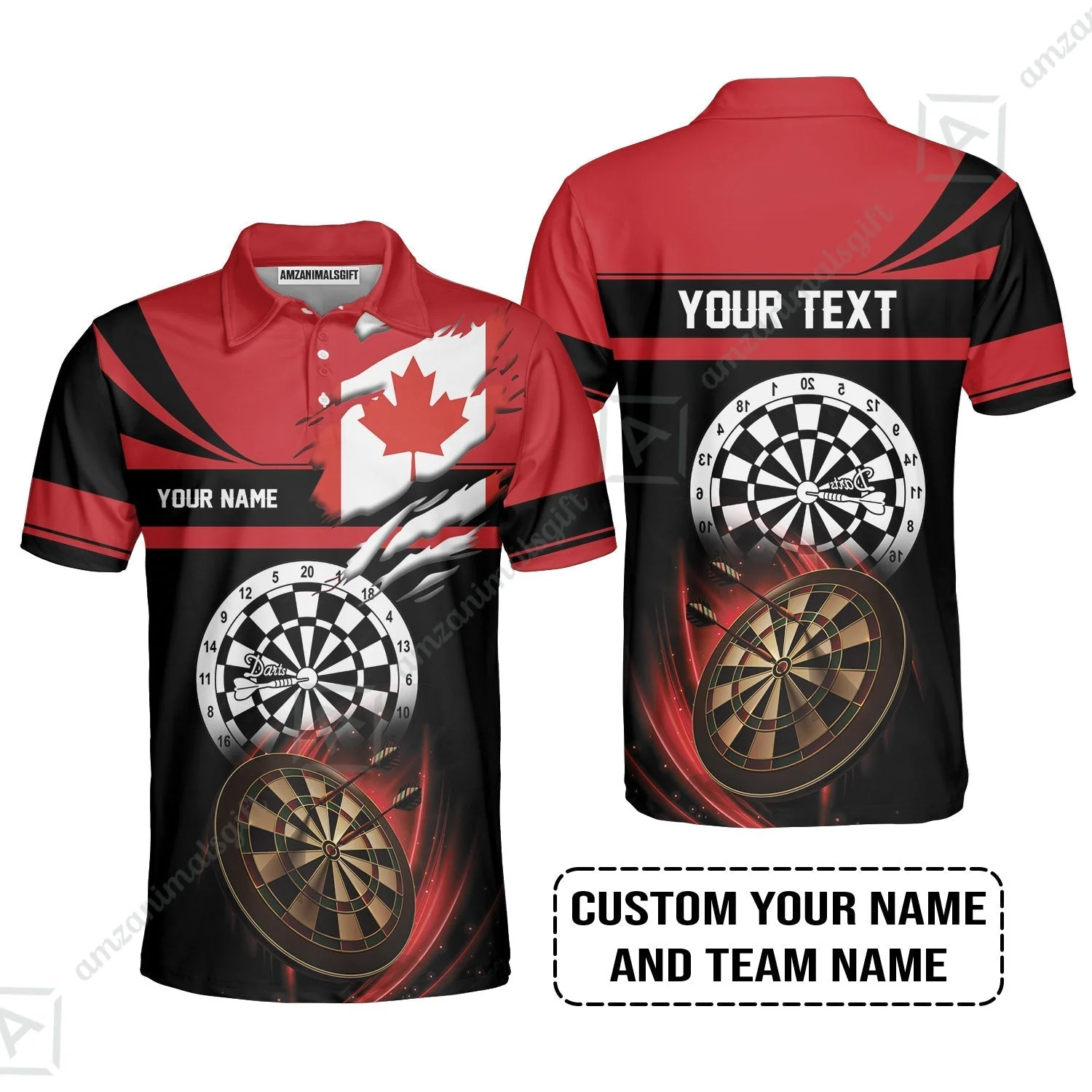 Customized Name & Text Darts Hoodie, Canada Flag Personalized Name Darts Hoodie - Image 5