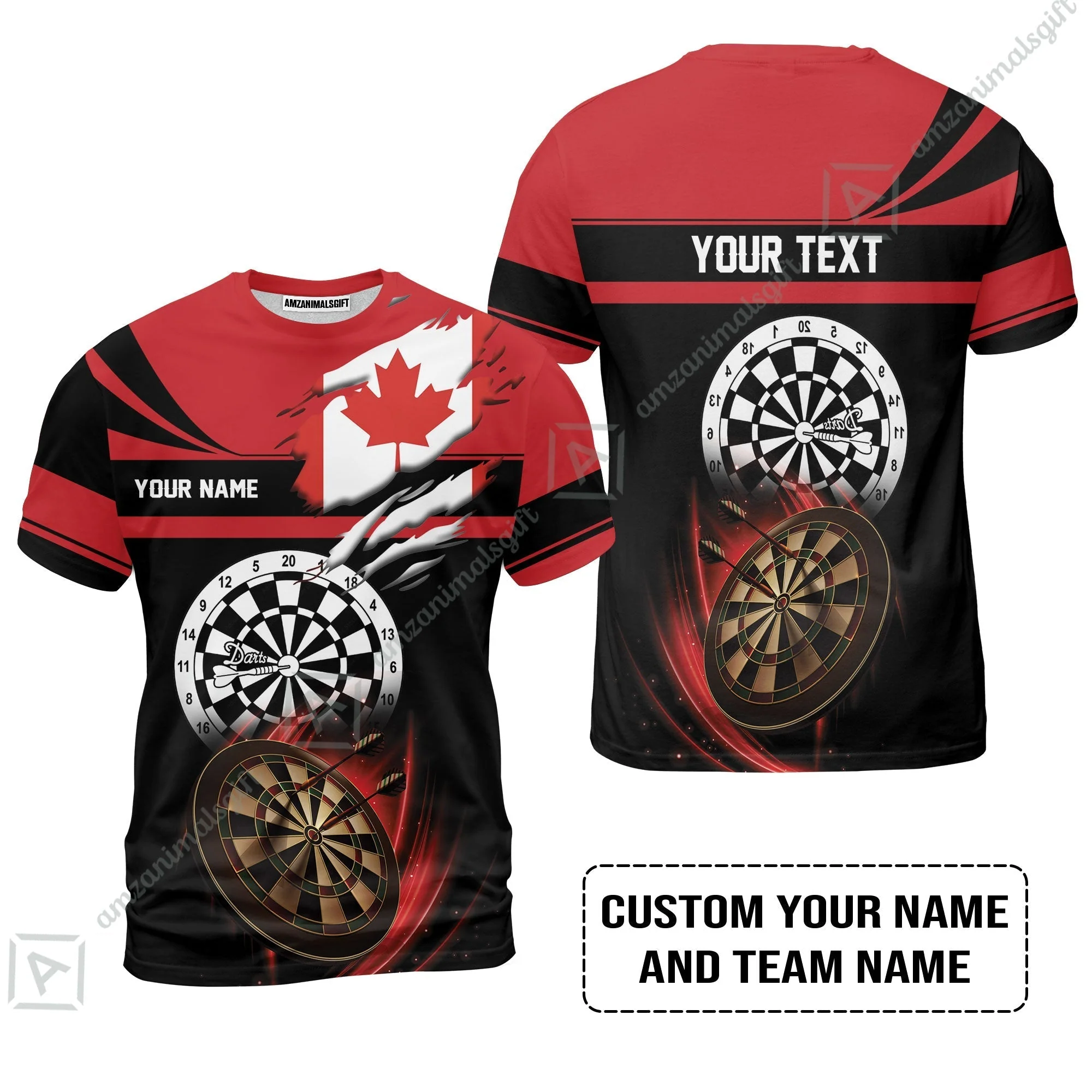 Customized Name & Text Darts Hoodie, Canada Flag Personalized Name Darts Hoodie - Image 8