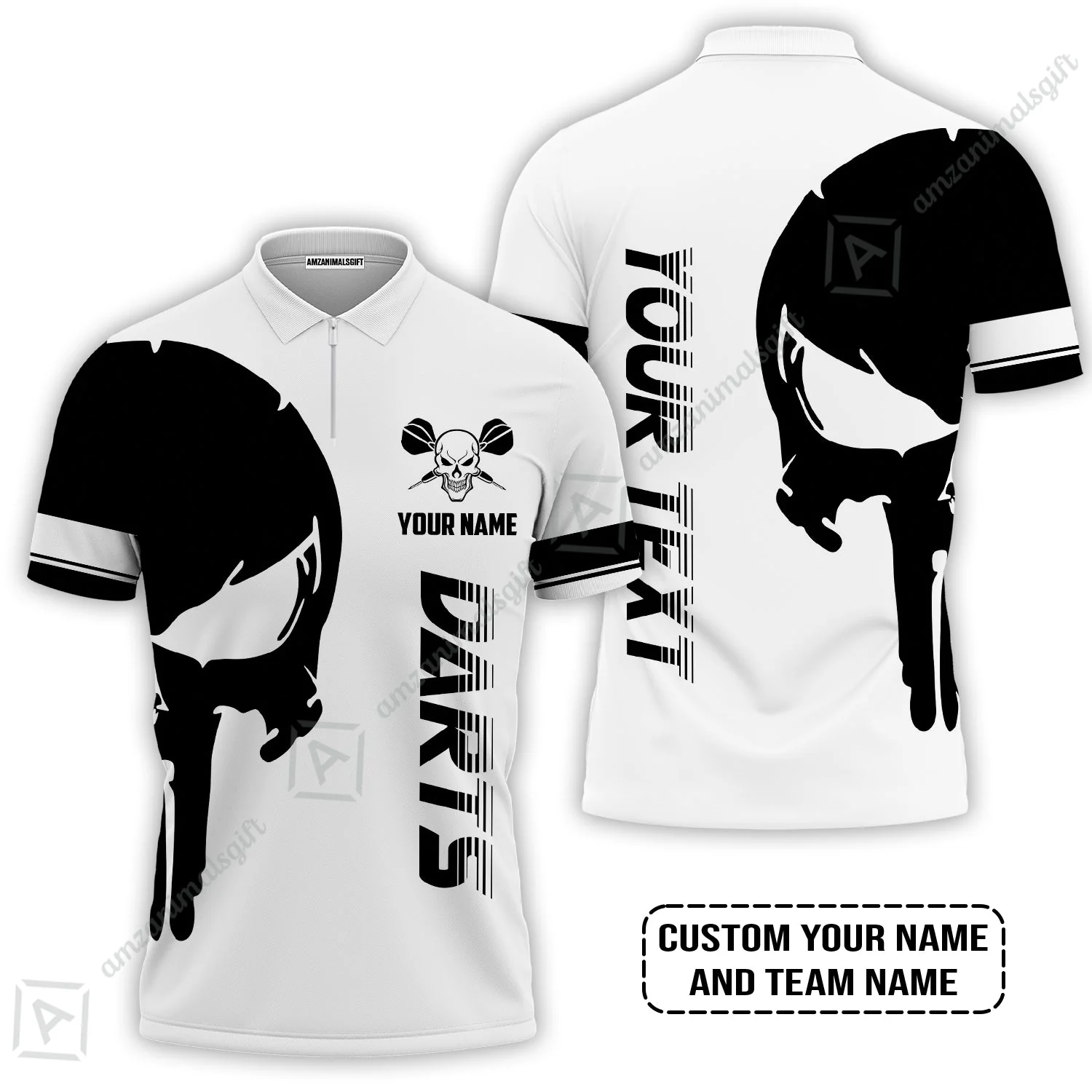 Customized Name & Text Darts Hoodie, Darts Skull Personalized Name Darts Hoodie - Image 3