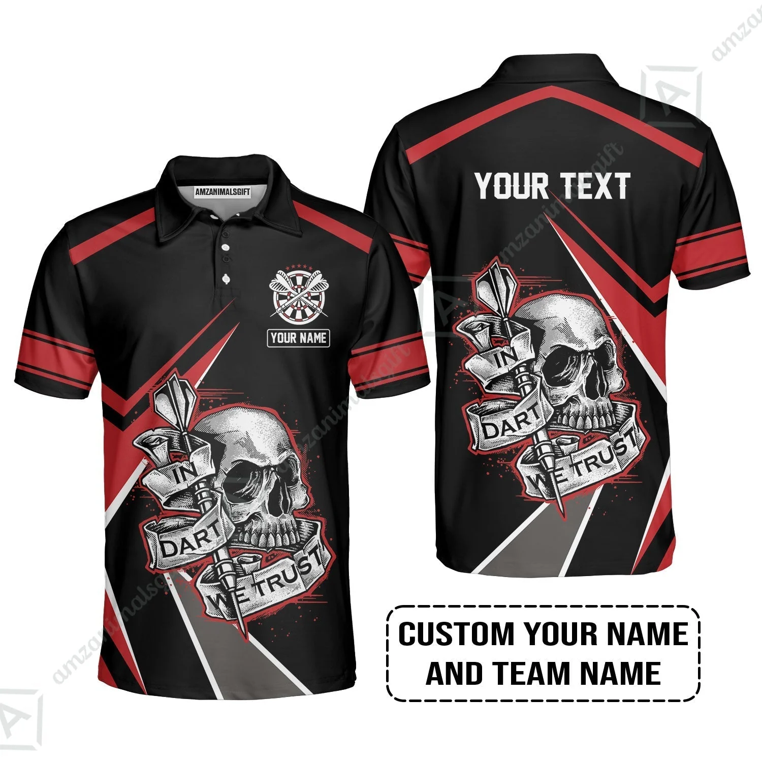 Customized Name & Text Darts Hoodie, Skull In Darts We Trust Personalized Darts Hoodie - Image 5
