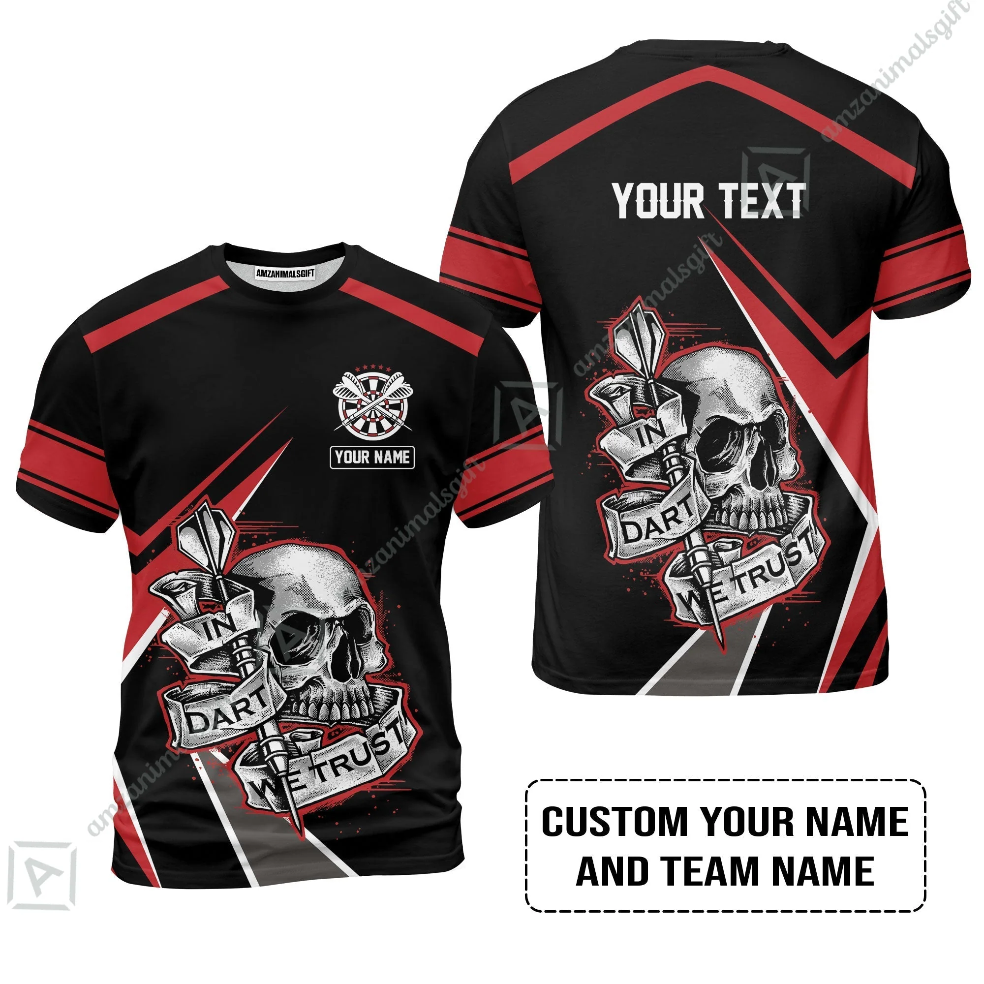 Customized Name & Text Darts Hoodie, Skull In Darts We Trust Personalized Darts Hoodie - Image 8