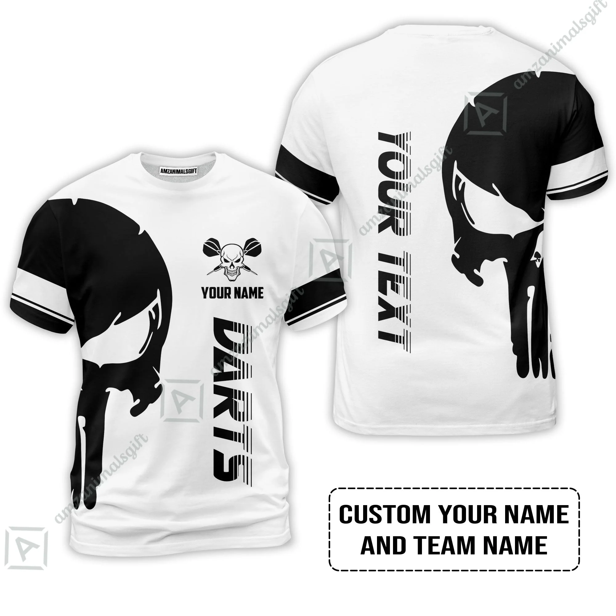 Customized Name & Text Darts Long Polo Shirt, Darts Skull Personalized Name Darts Long Polo Shirt - Image 8