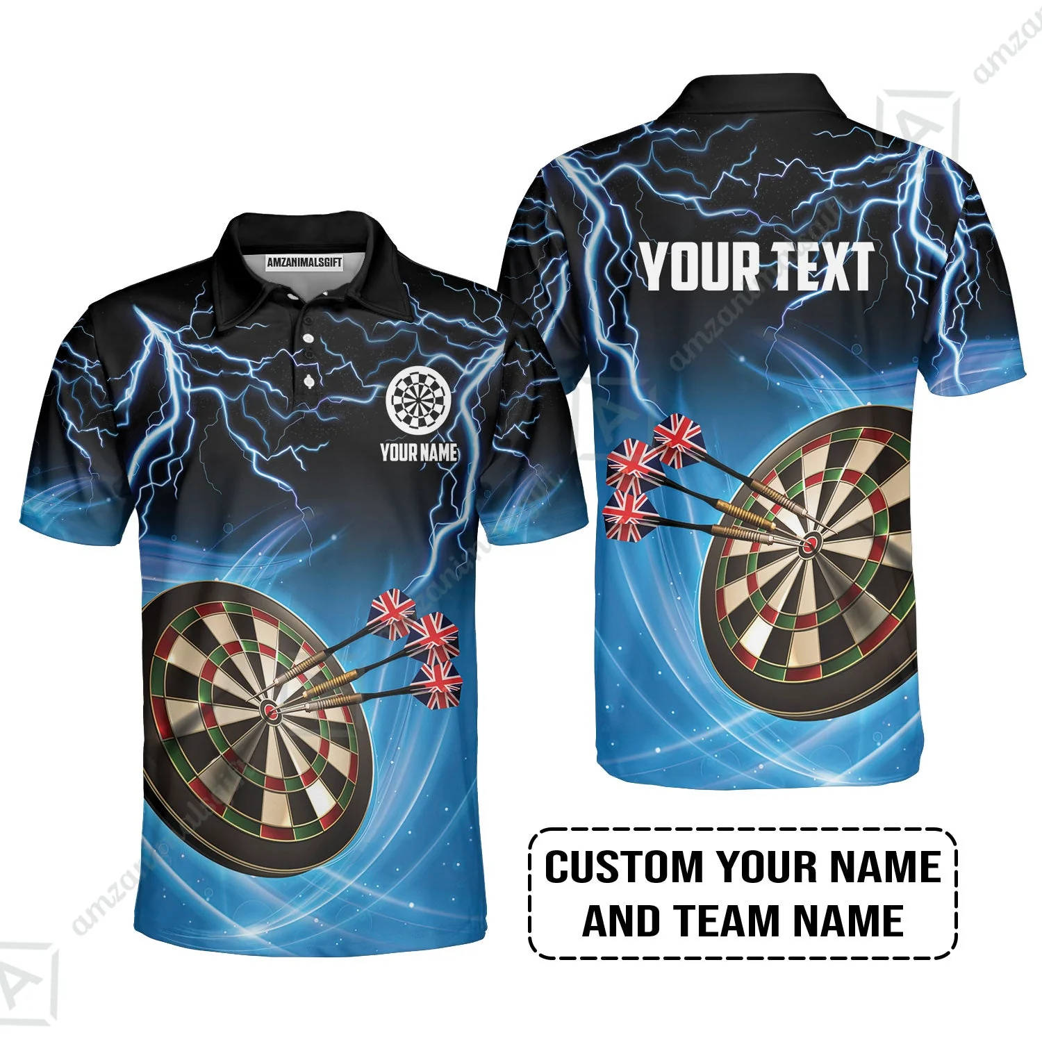 Customized Name & Text Darts Long Polo Shirt, Kingdom of England Darts Personalized Darts Long Polo Shirt - Image 3