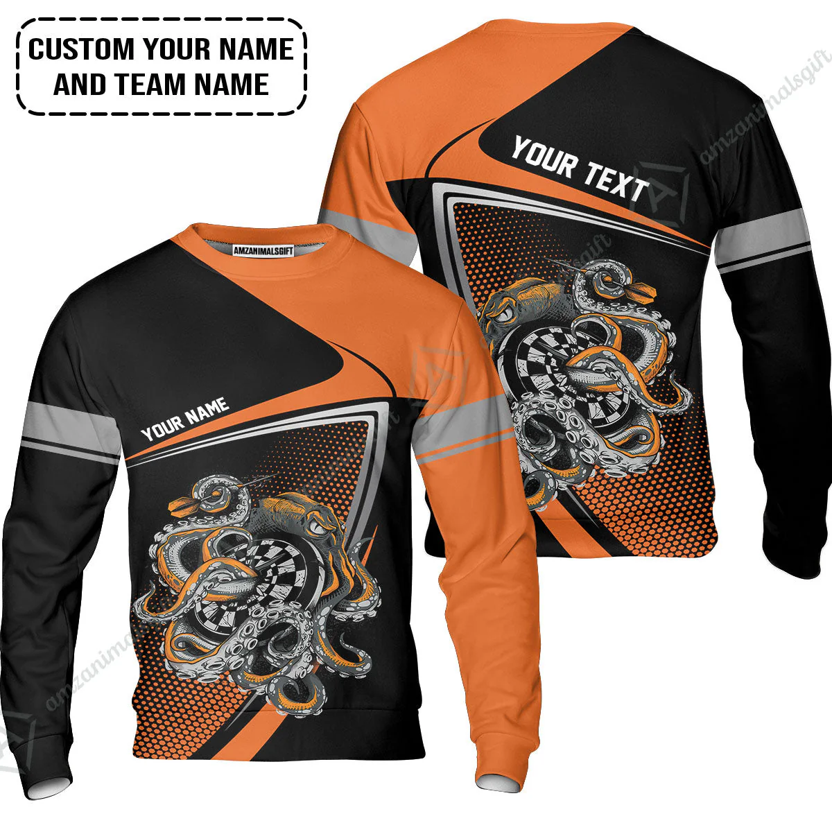 Customized Name & Text Darts Long Polo Shirt, Personalized Darts And Octopus Uniforms Long Polo Shirt - Image 6