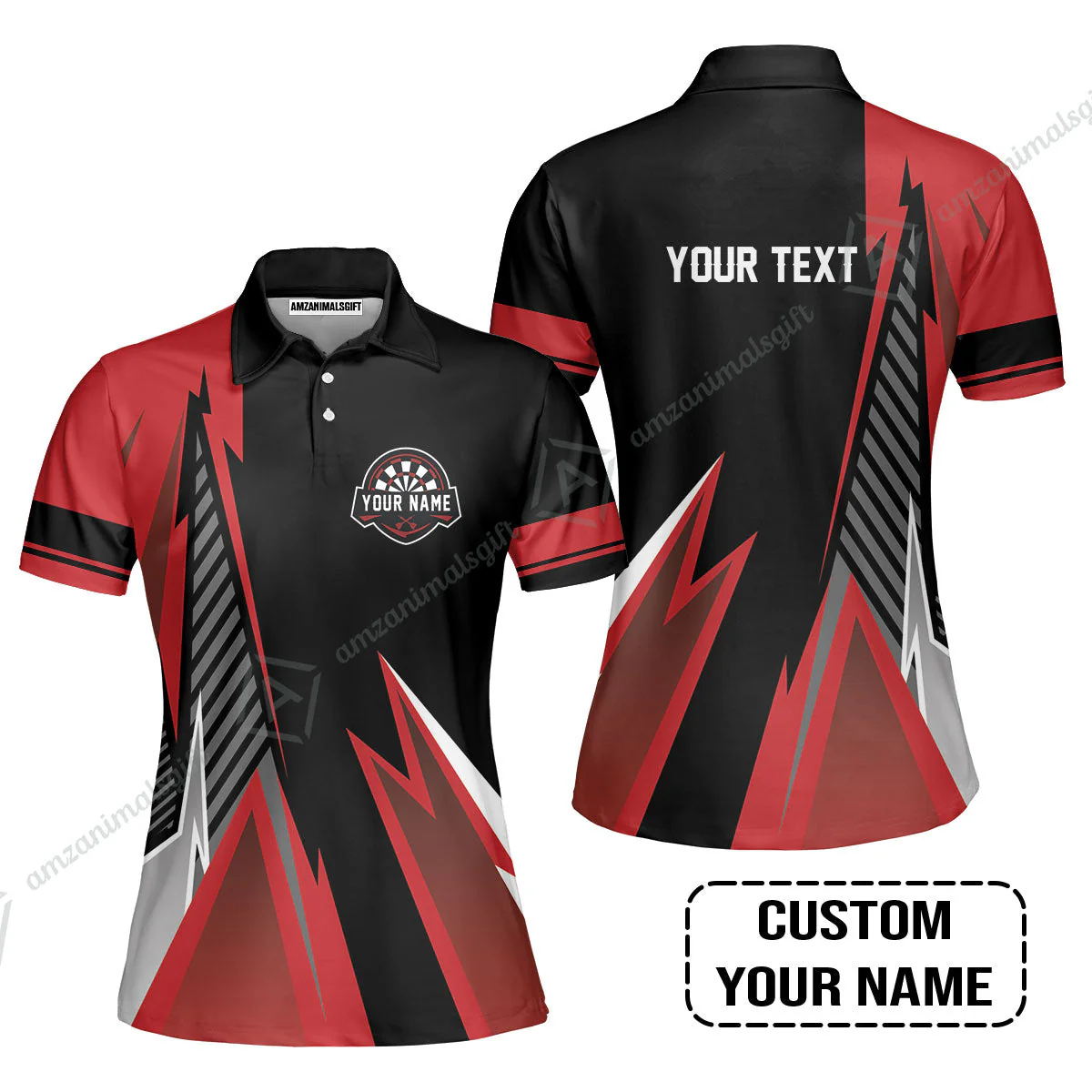 Customized Name & Text Darts Long Polo Shirt, Personalized Name Darts Long Polo Shirt - Image 7