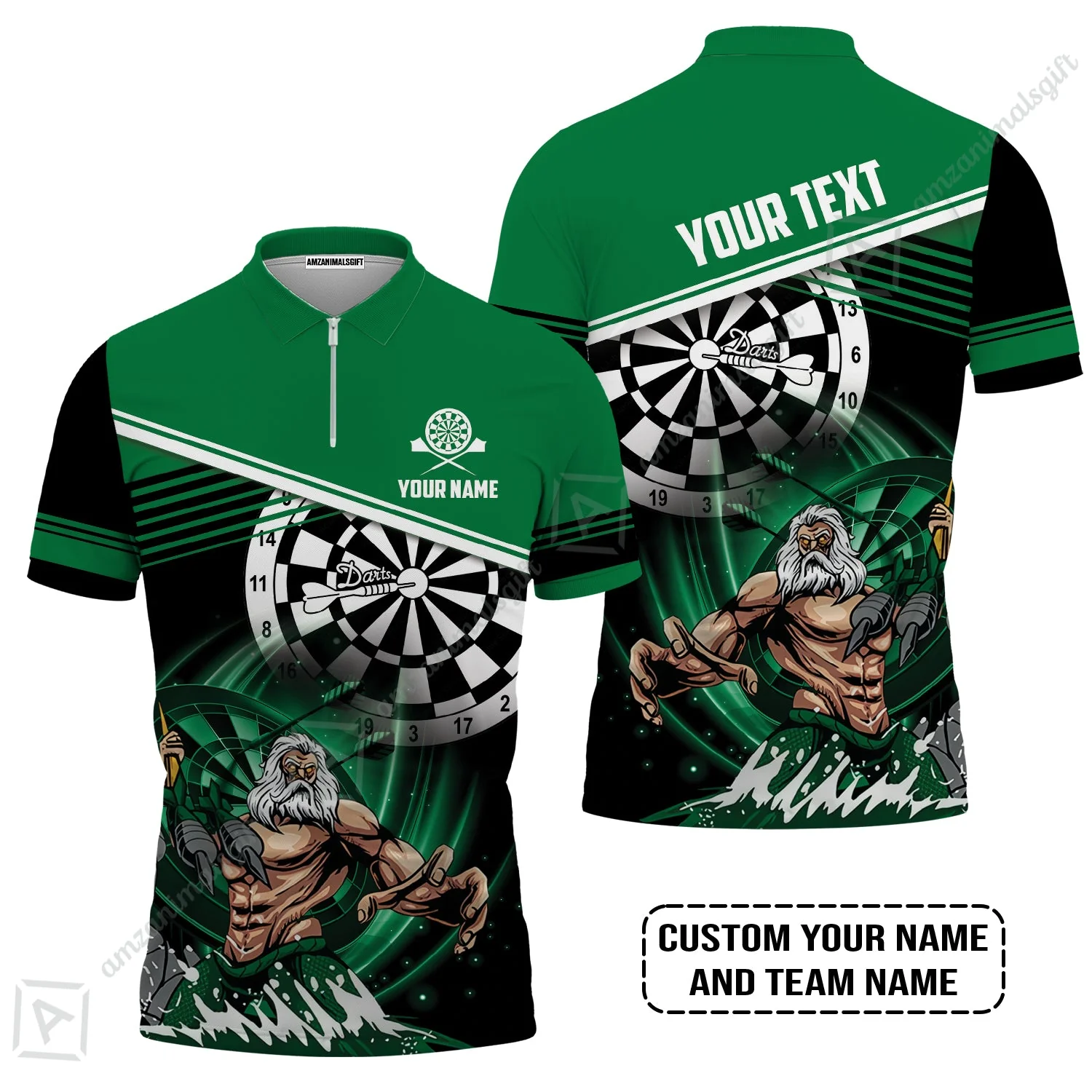 Customized Name & Text Darts Long Polo Shirt, Personalized Name Poseidon Darts Long Polo Shirt - Image 4